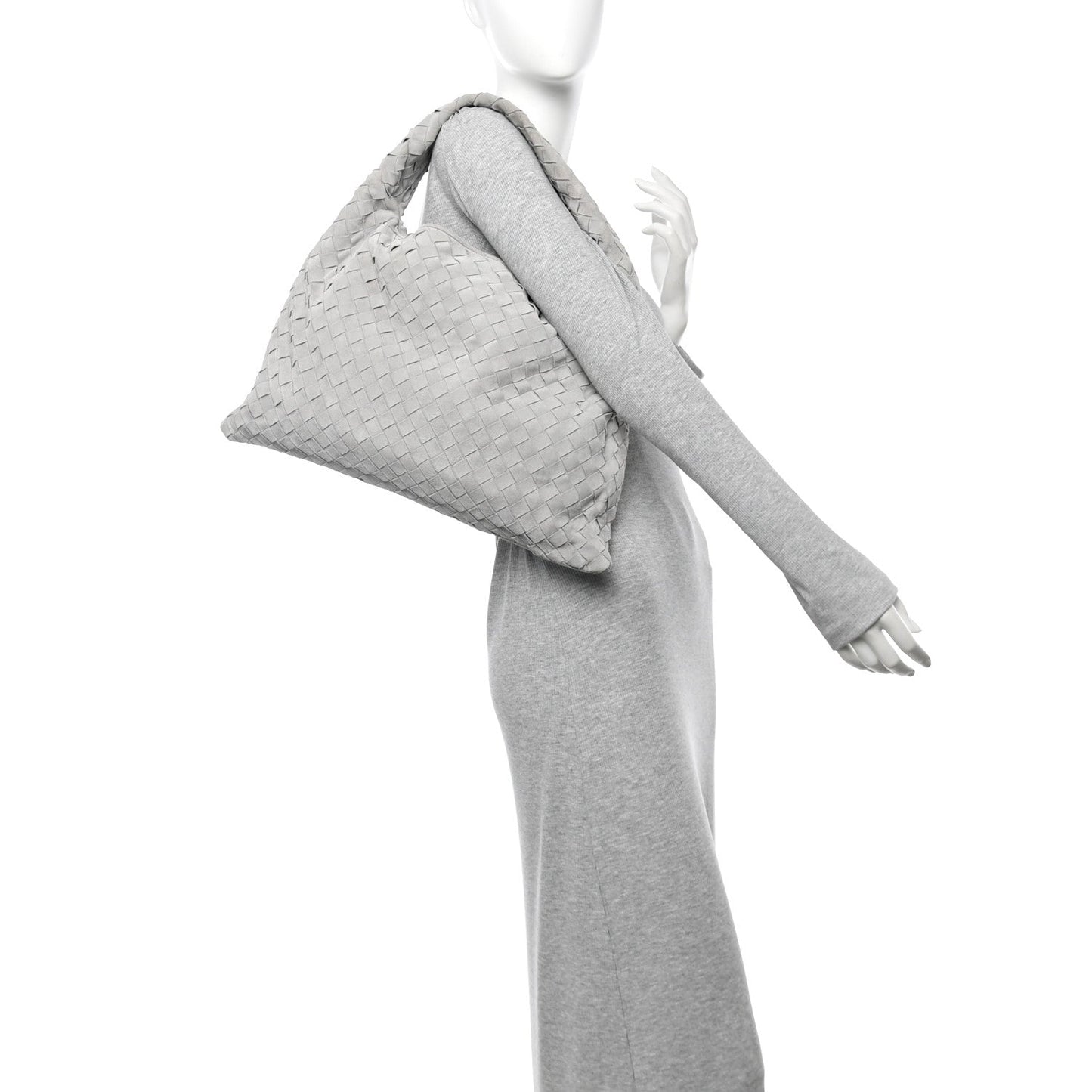 Bottega Veneta Suede Intrecciato Small Hop Sterling