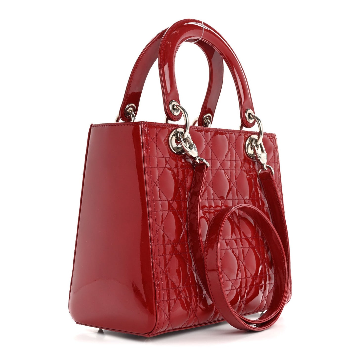 Christian Dior Patent Cannage Medium Lady Dior Red