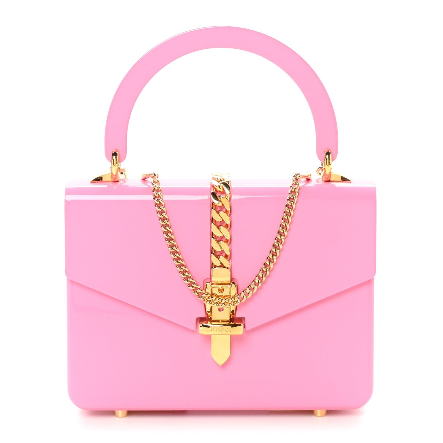 Gucci Plexiglass Mini Sylvie 1969 Top Handle Bag Pink