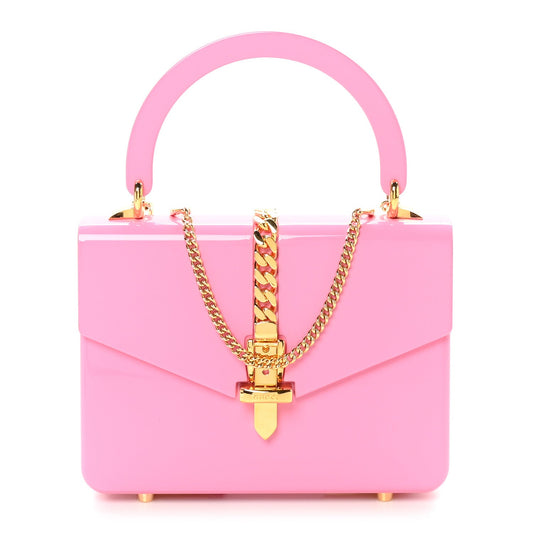 Gucci Plexiglass Mini Sylvie 1969 Top Handle Bag Pink