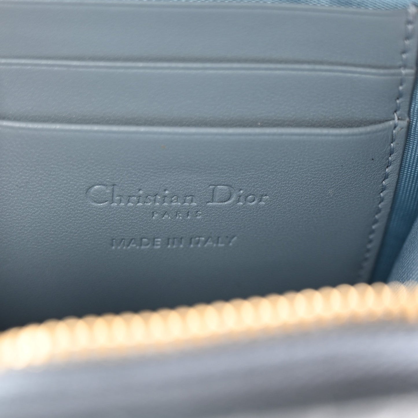 Christian Dior Lambskin Cannage Lady Dior Phone Holder Cloud Blue