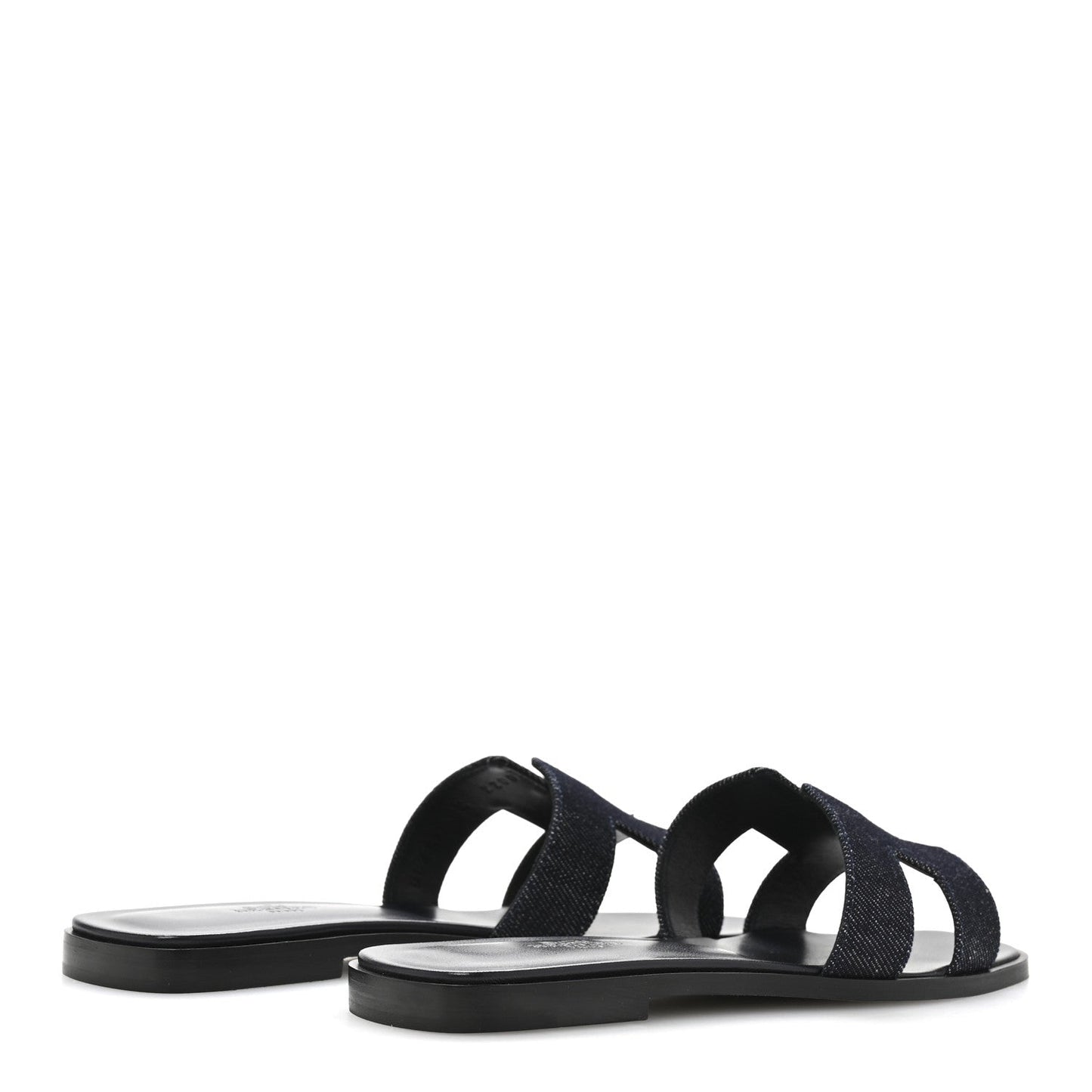 Hermes Denim Canvas Oran Sandals 37.5 Bleu Brut