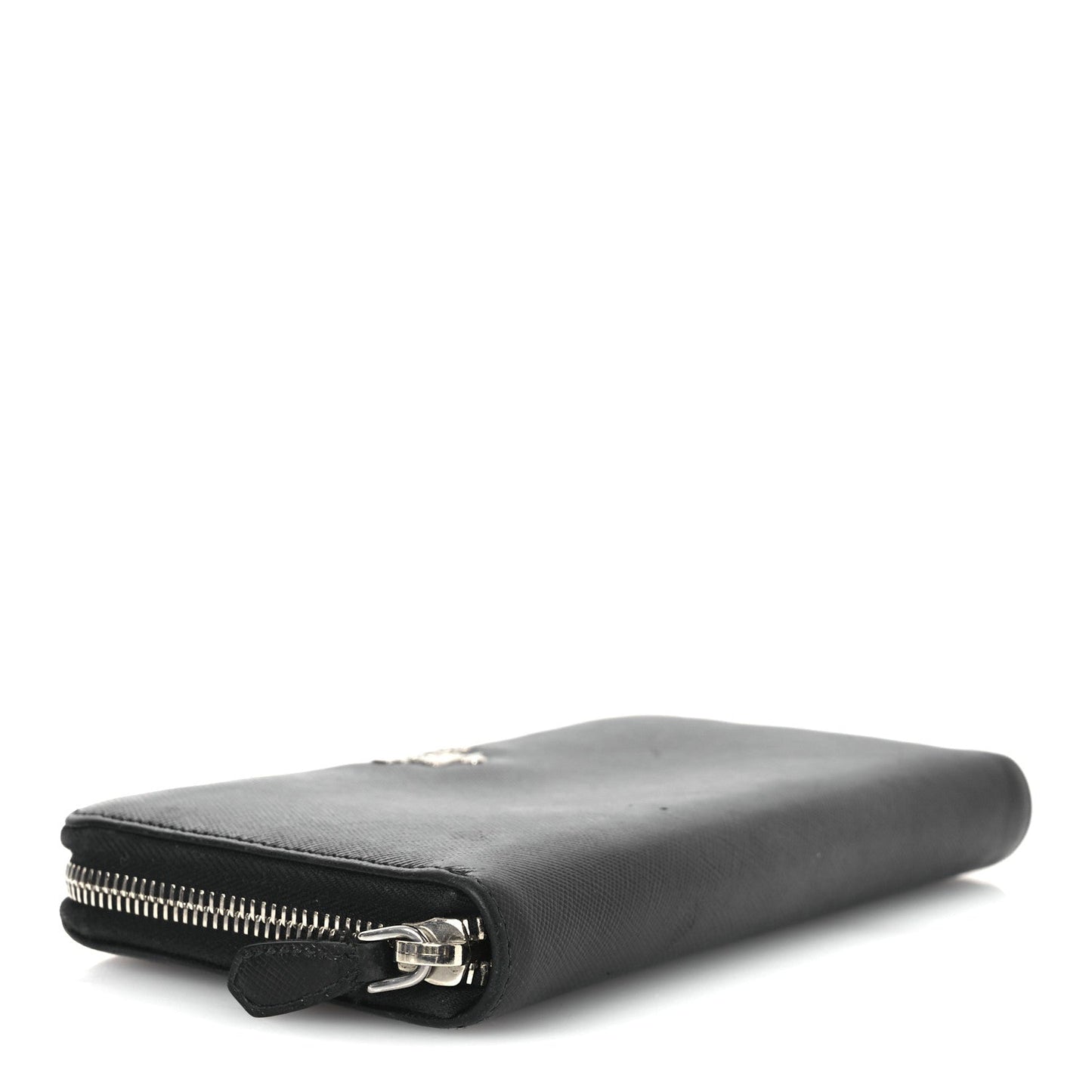 Prada Saffiano Metal Zip Around Wallet Black