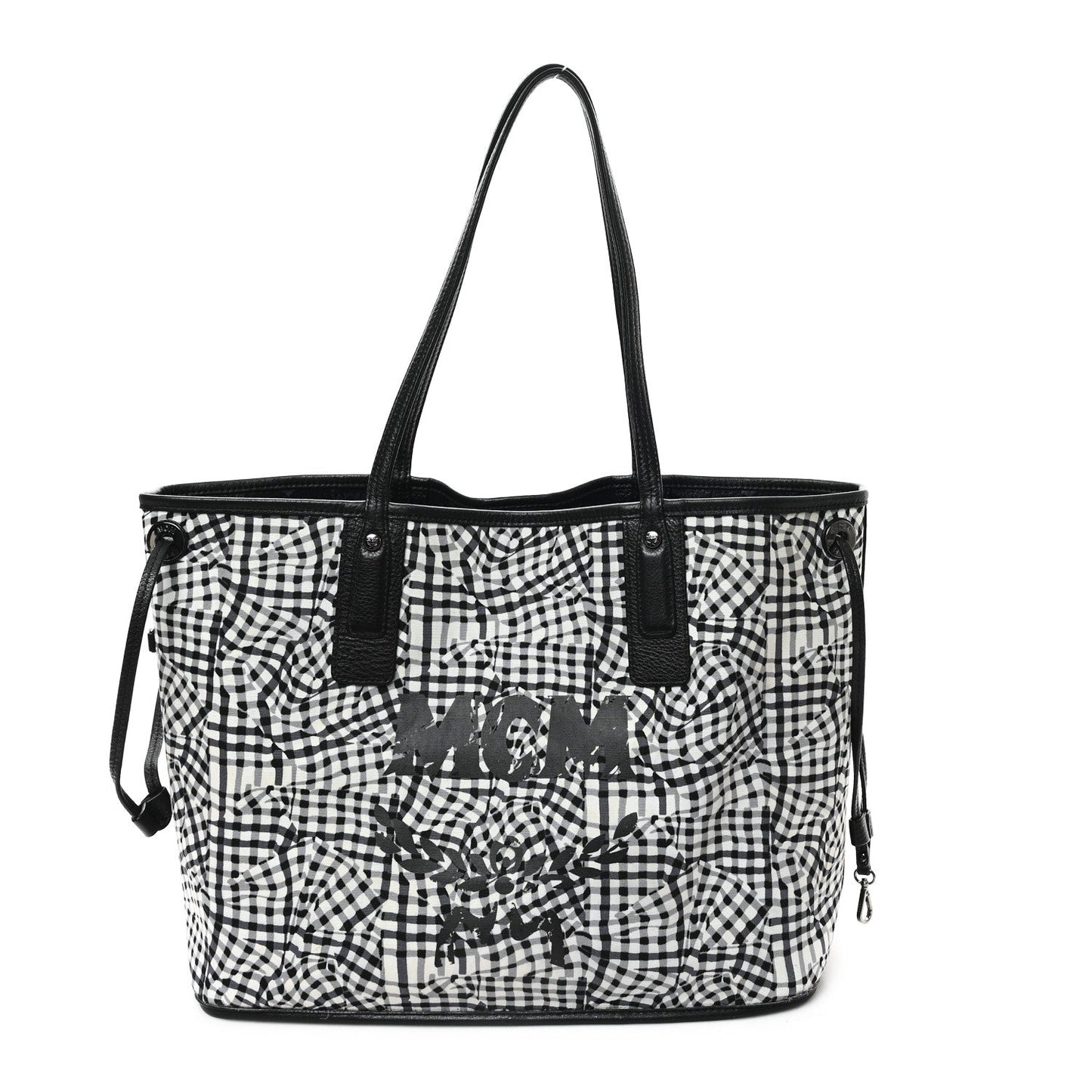 MCM Grained Calfskin Visetos Medium Liz Reversible Shopper Tote Black
