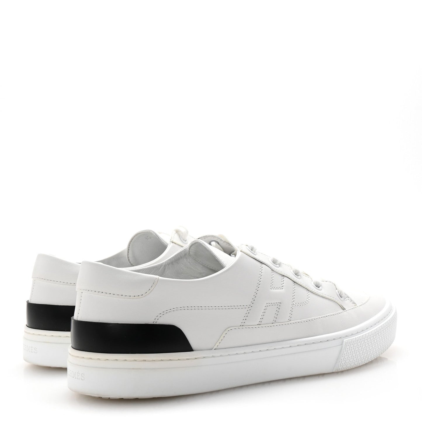 Hermes Calfskin Mens Deep Sneakers 42 White Black