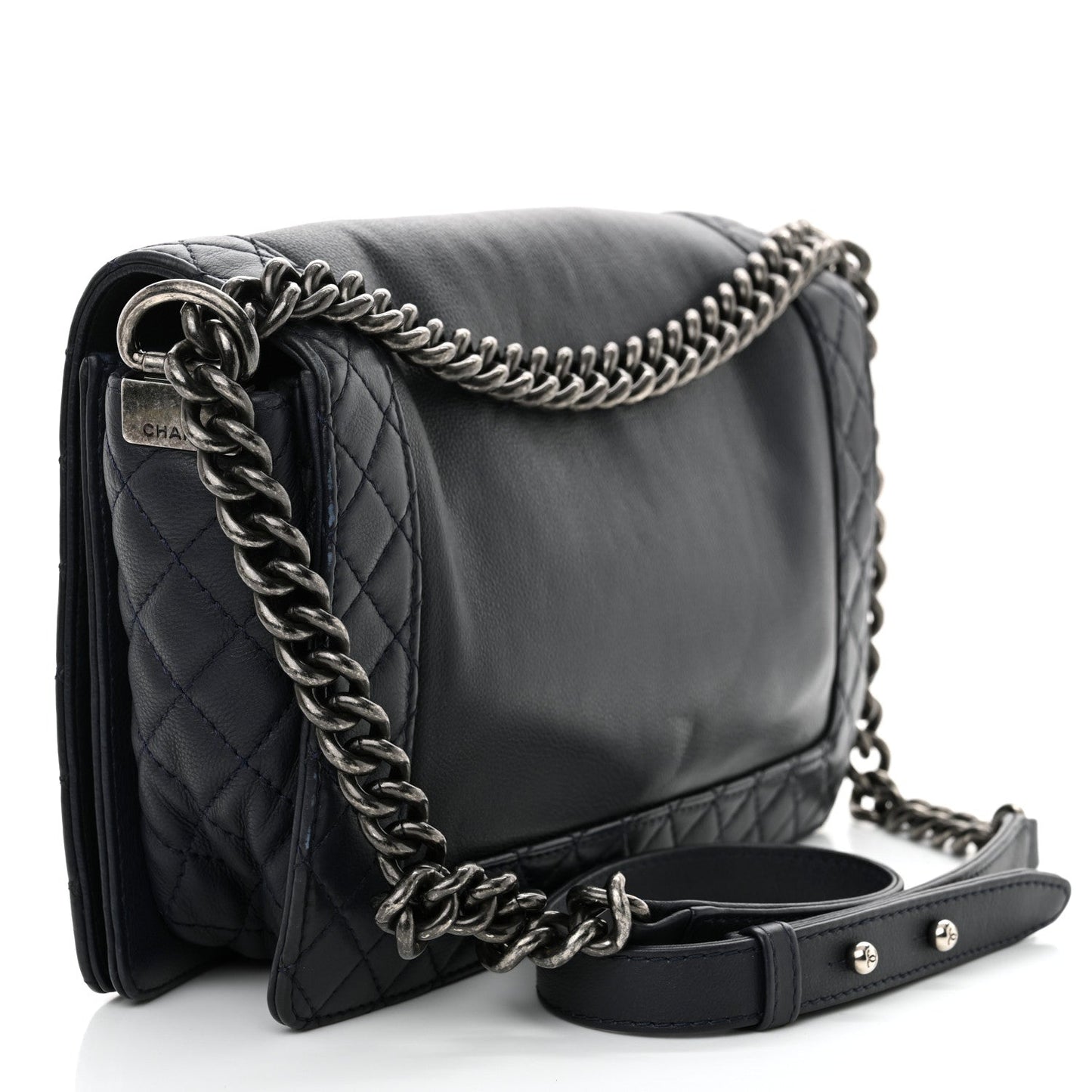 Chanel Calfskin New Medium Boy Reverso Flap Navy