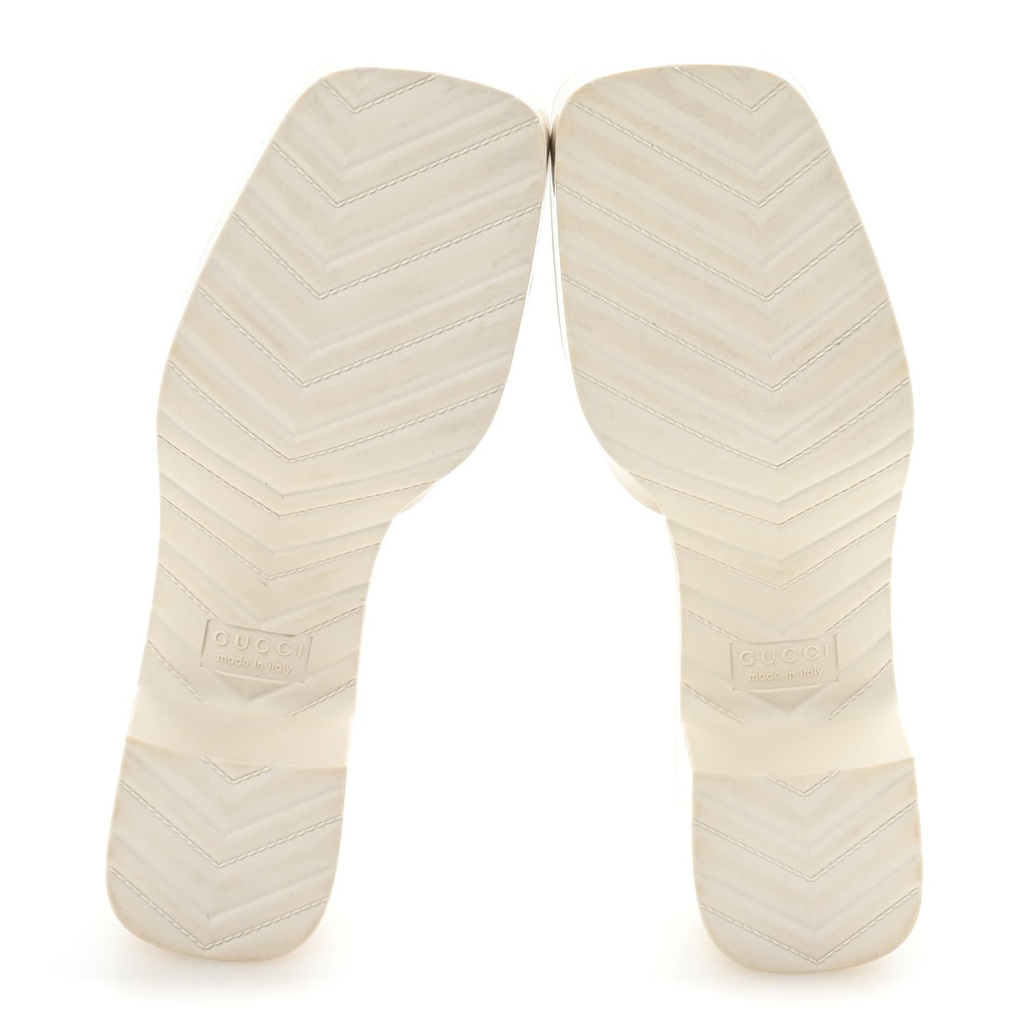 Gucci Rubber Logo Womens Platform 20/60mm Slide Sandals 38 Mystic White