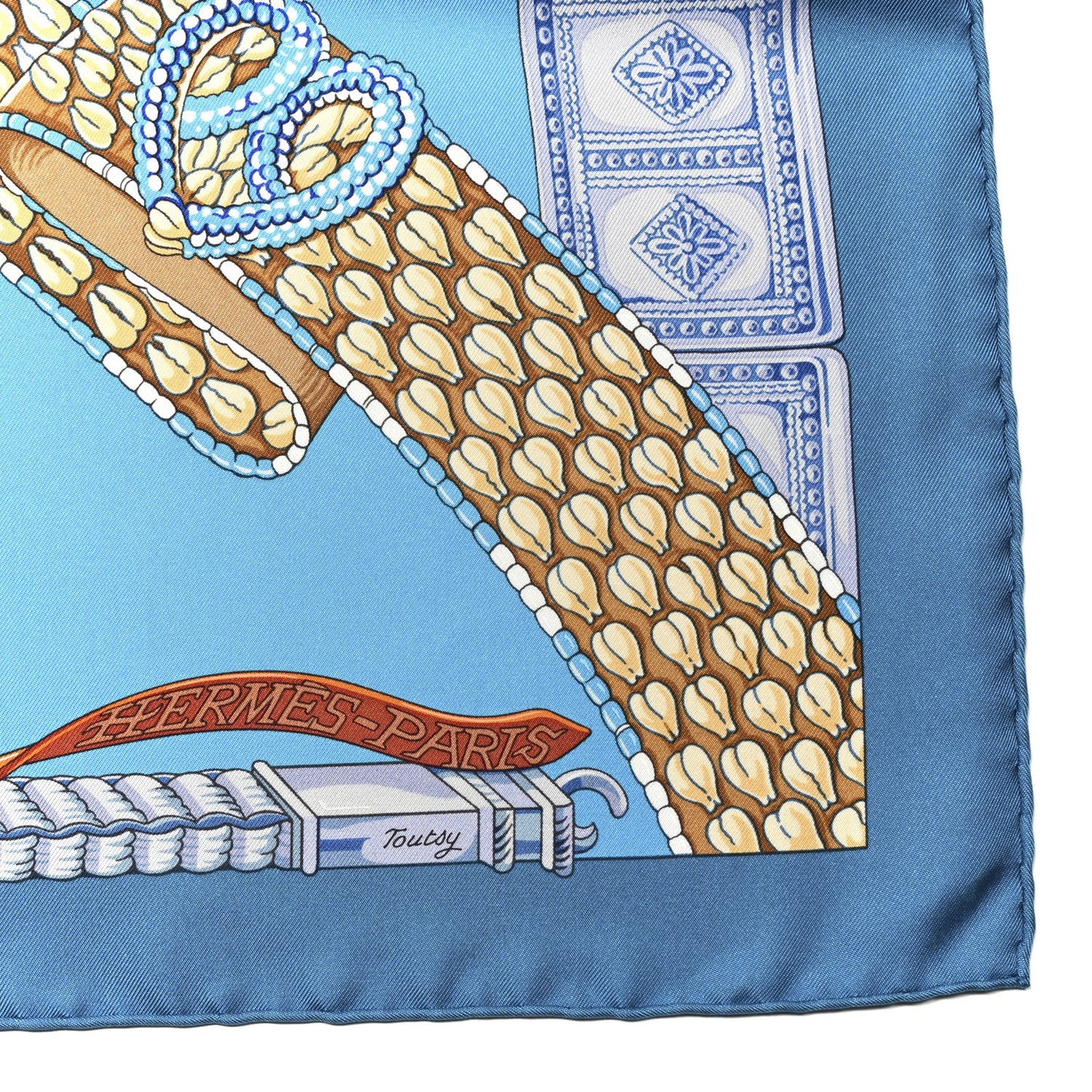 Hermes Silk Ceintures et Liens Scarf 90 Blue Orange