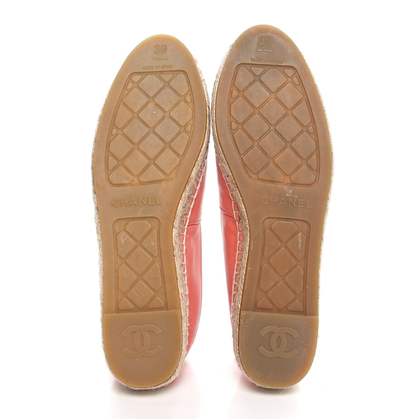 Chanel Lambskin CC Espadrilles 39 Pink Red Black