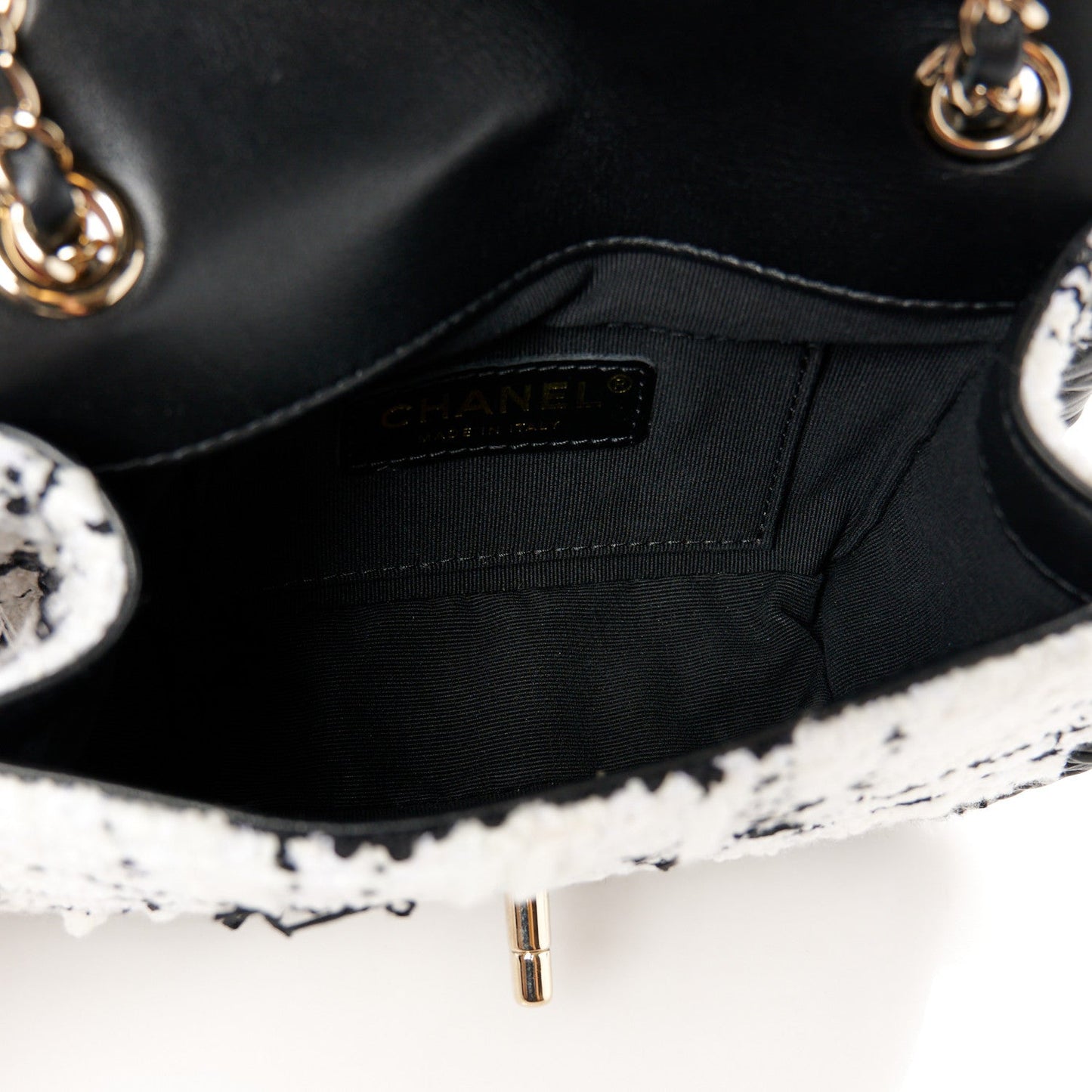 Chanel Tweed Braided Calfskin Mini My Own Frame Flap Grey Black