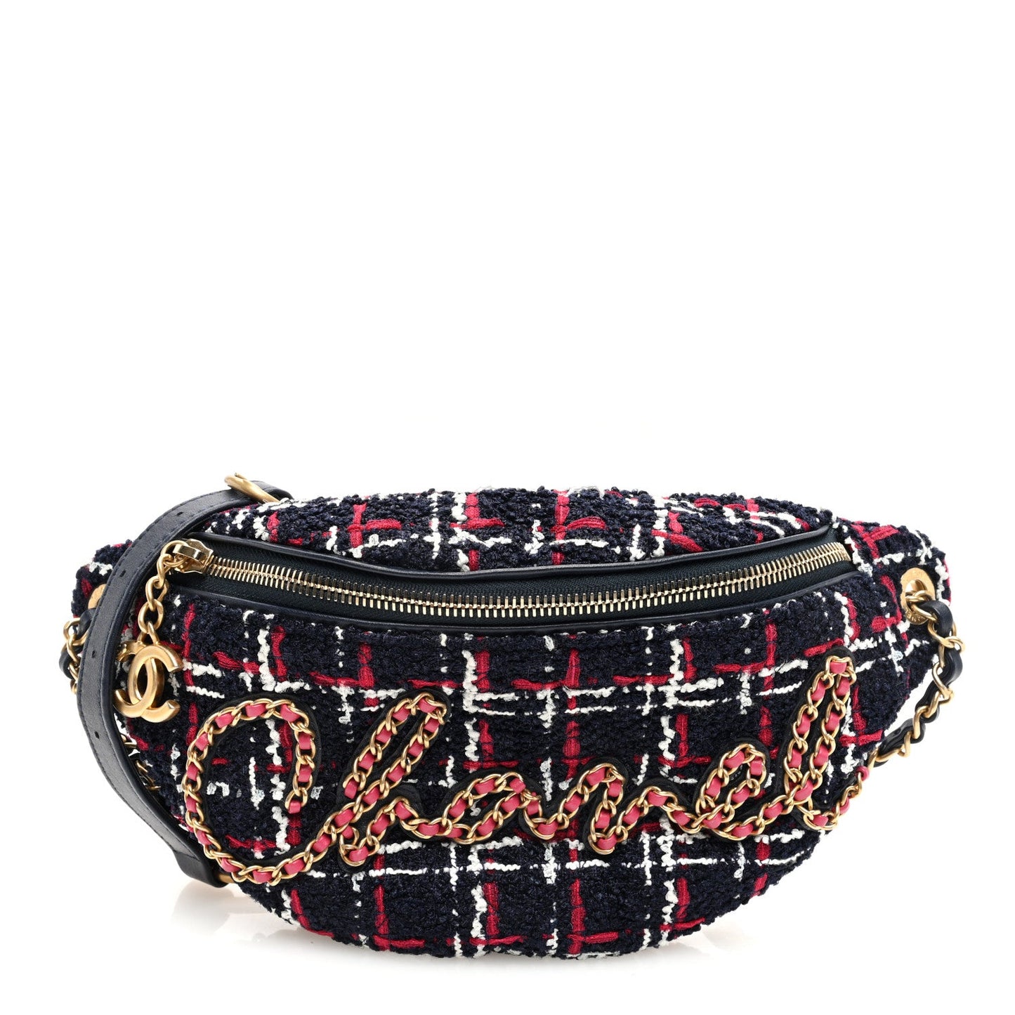 Chanel Tweed Quilted Chain 20s Signe Waist Bag Multicolor