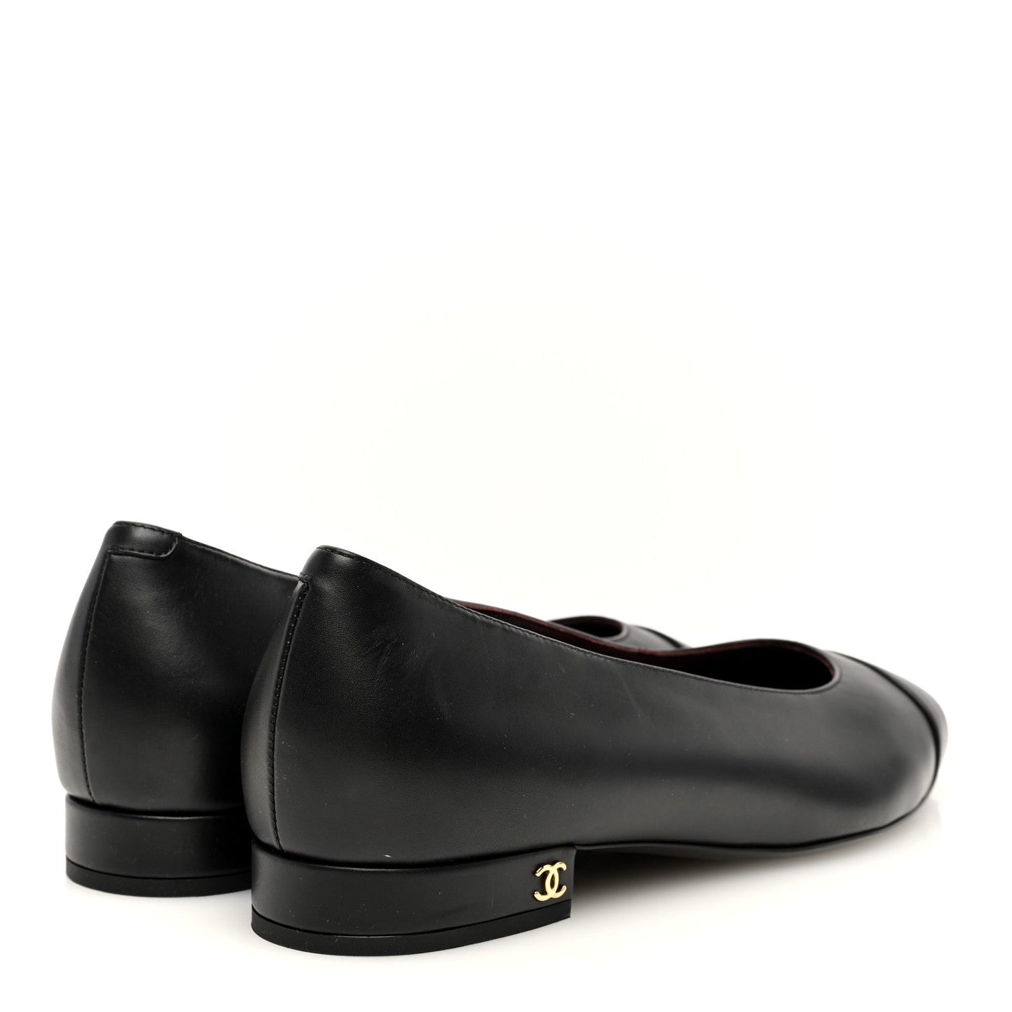Chanel Lambskin Cap Toe CC Uniform Ballerina Flats 38.5 Black