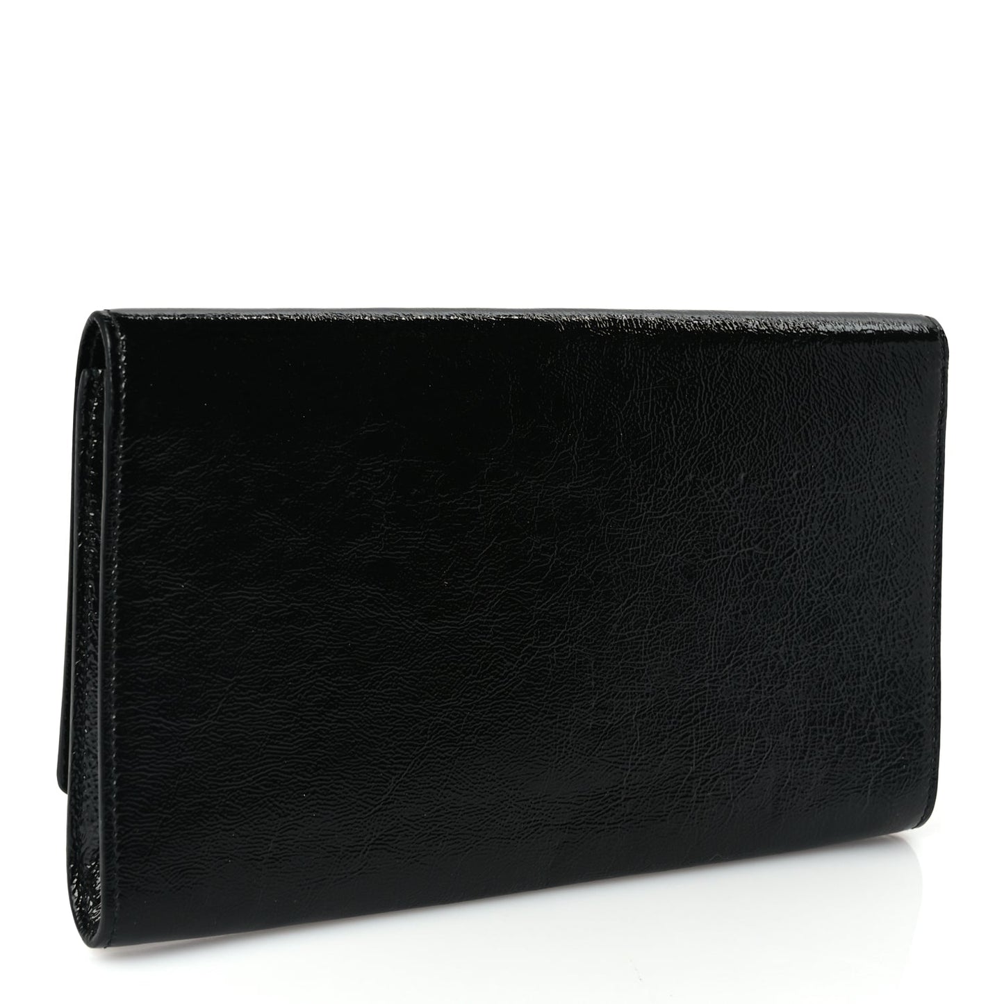 Saint Laurent Textured Patent Monogram Large Belle De Jour Clutch Black