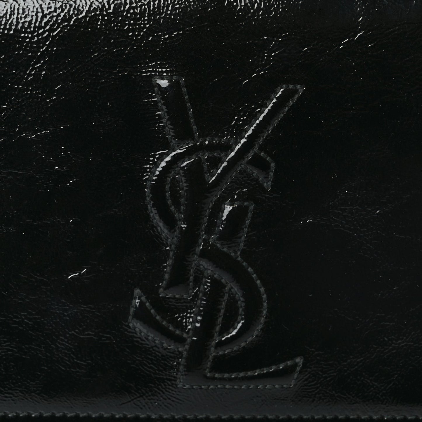 Saint Laurent Textured Patent Monogram Large Belle De Jour Clutch Black