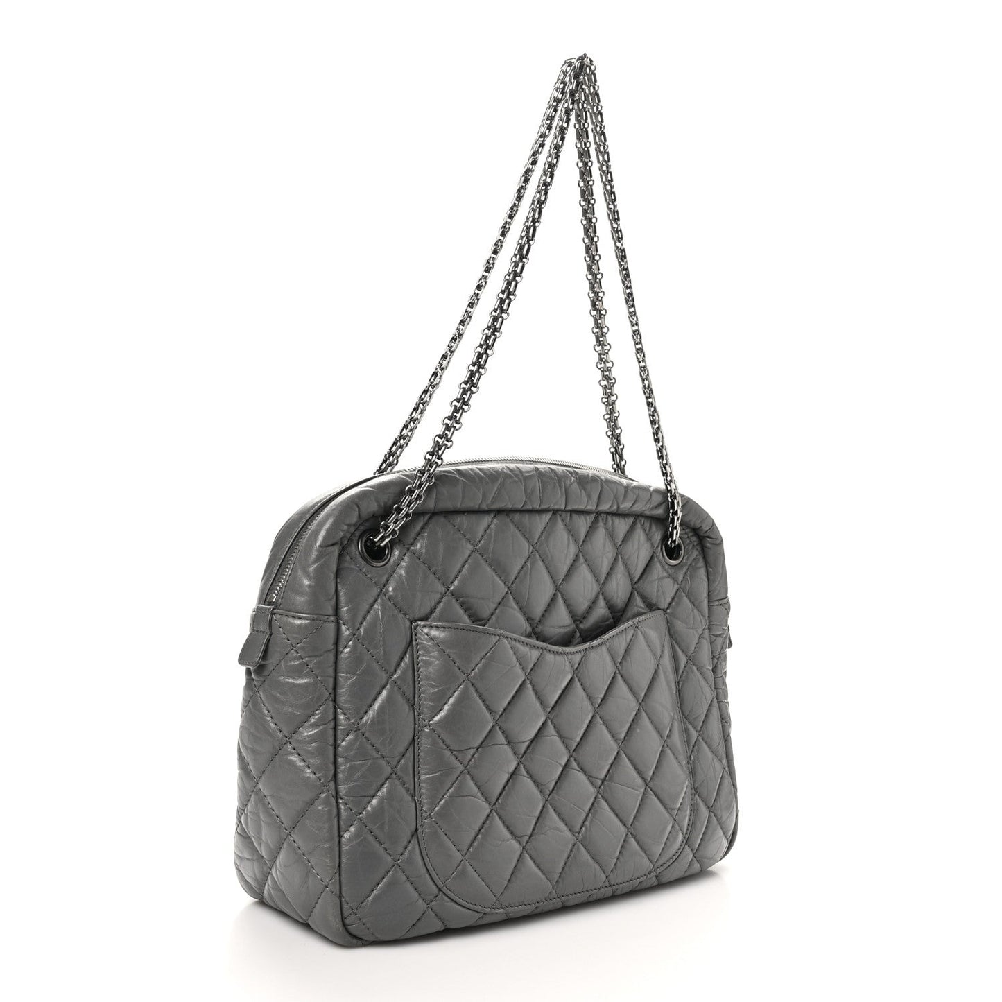 Chanel Aged Calfskin Quilted Large Reissue Camera Case Grey