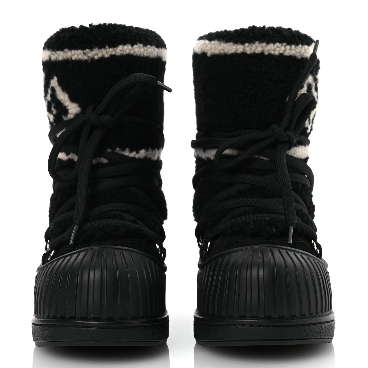 Louis Vuitton Suede Shearling Polar Flat Half Boots Black