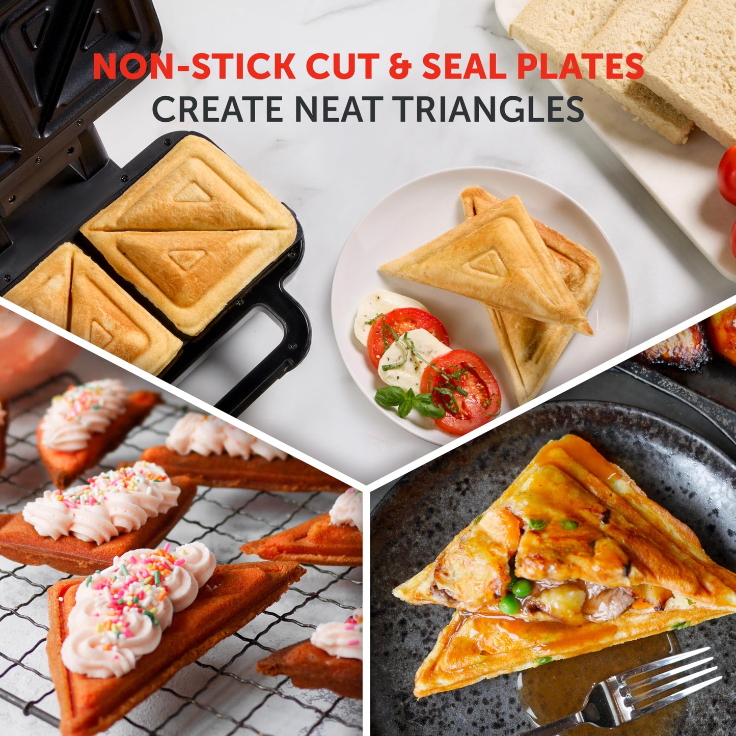 Breville Stuff 'n' Press Deep Fill Toastie Maker | 2 Slice Sandwich Toaster | High Hinge for Extra Fillings | Dishwasher SafeNon Stick Plates | VST101