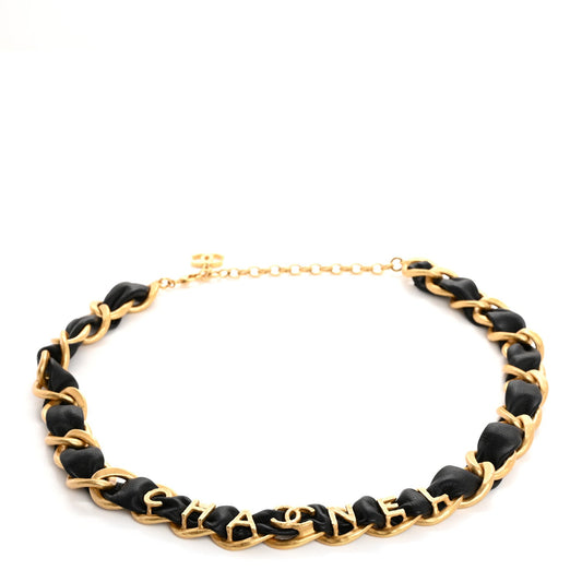 Chanel Calfskin Woven 90s Icon CC Belt 65 Black