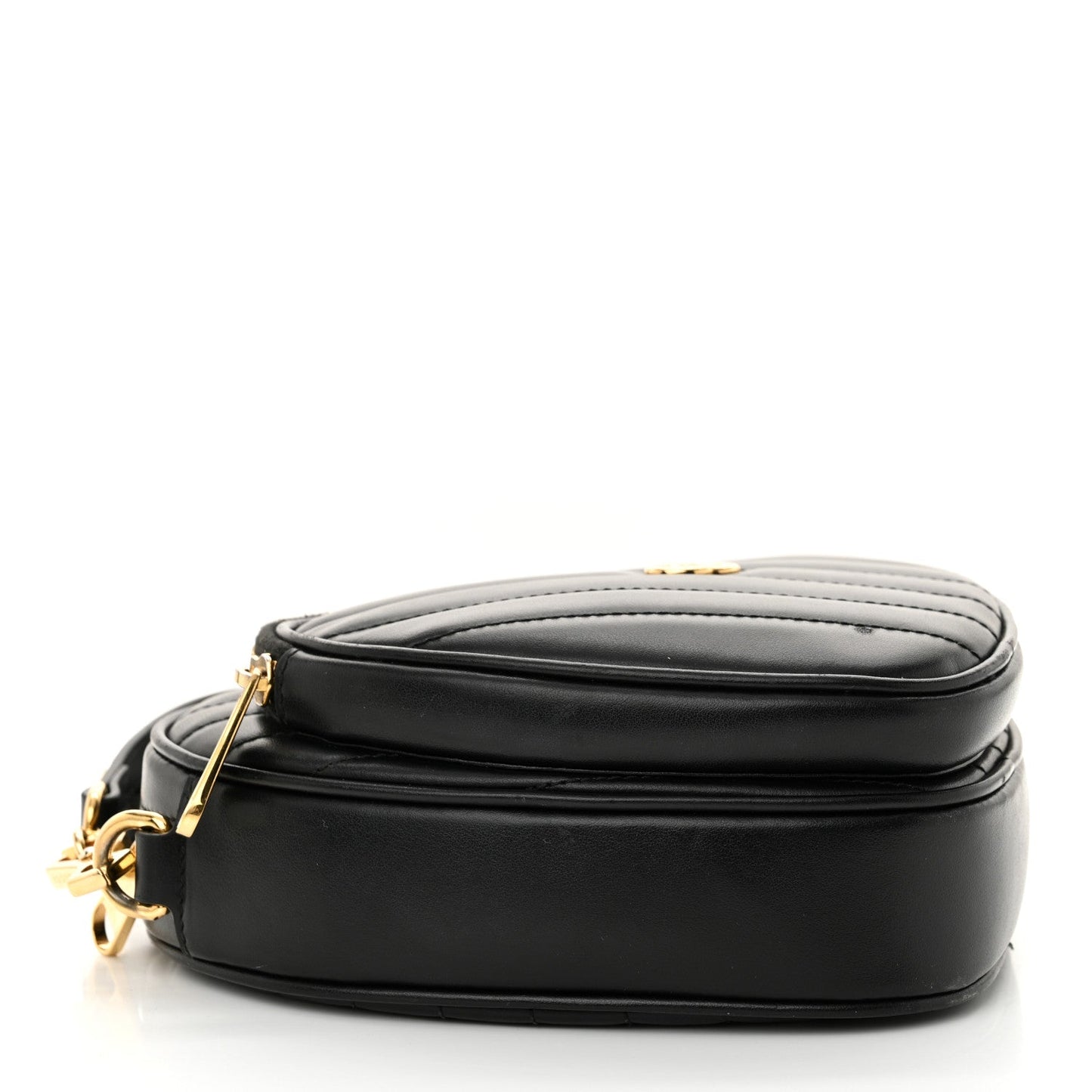 Gucci Calfskin Matelasse Diagonal Mini InterLocking G Heart Shoulder Bag Black