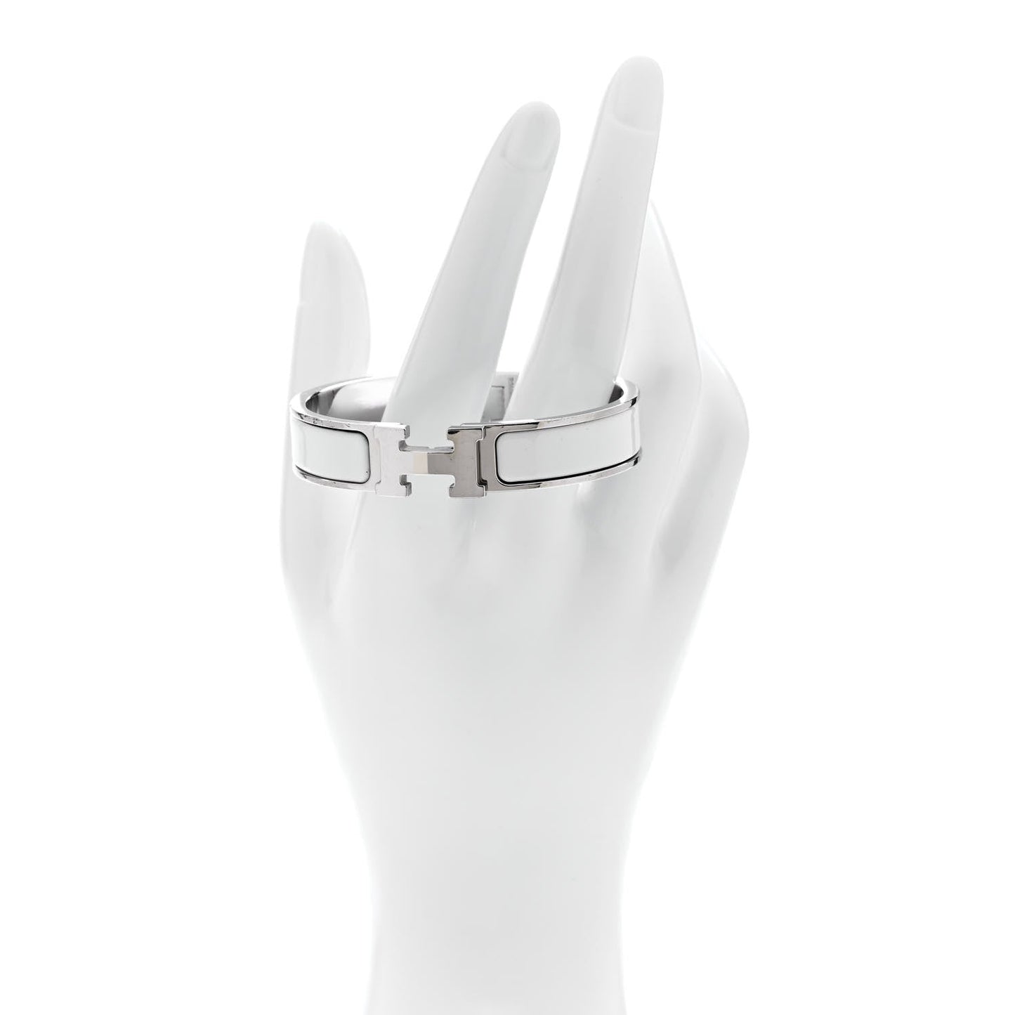 Hermes Enamel Narrow Clic Clac H Bracelet PM White