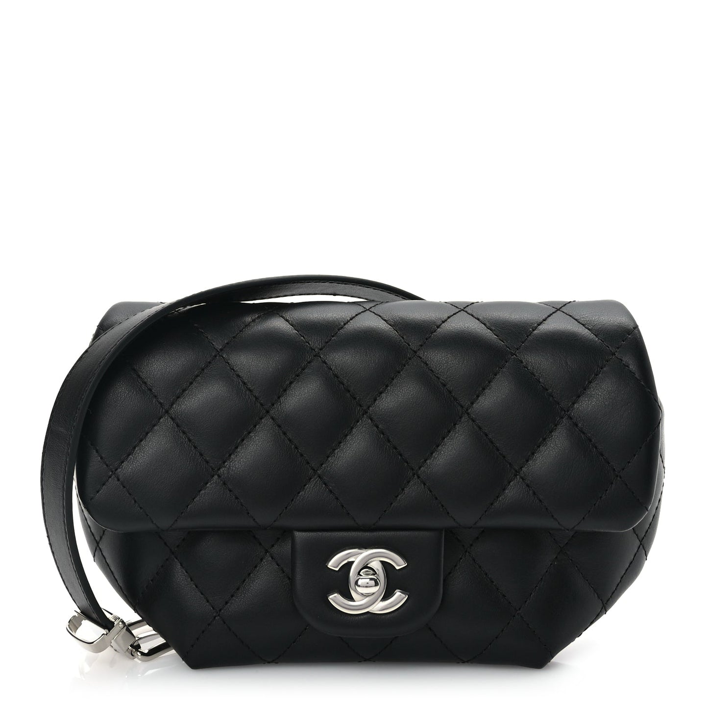 Chanel Calfskin Quilted CC Uniform Flap Belt Bag Black