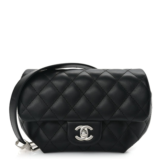 Chanel Calfskin Quilted CC Uniform Flap Belt Bag Black