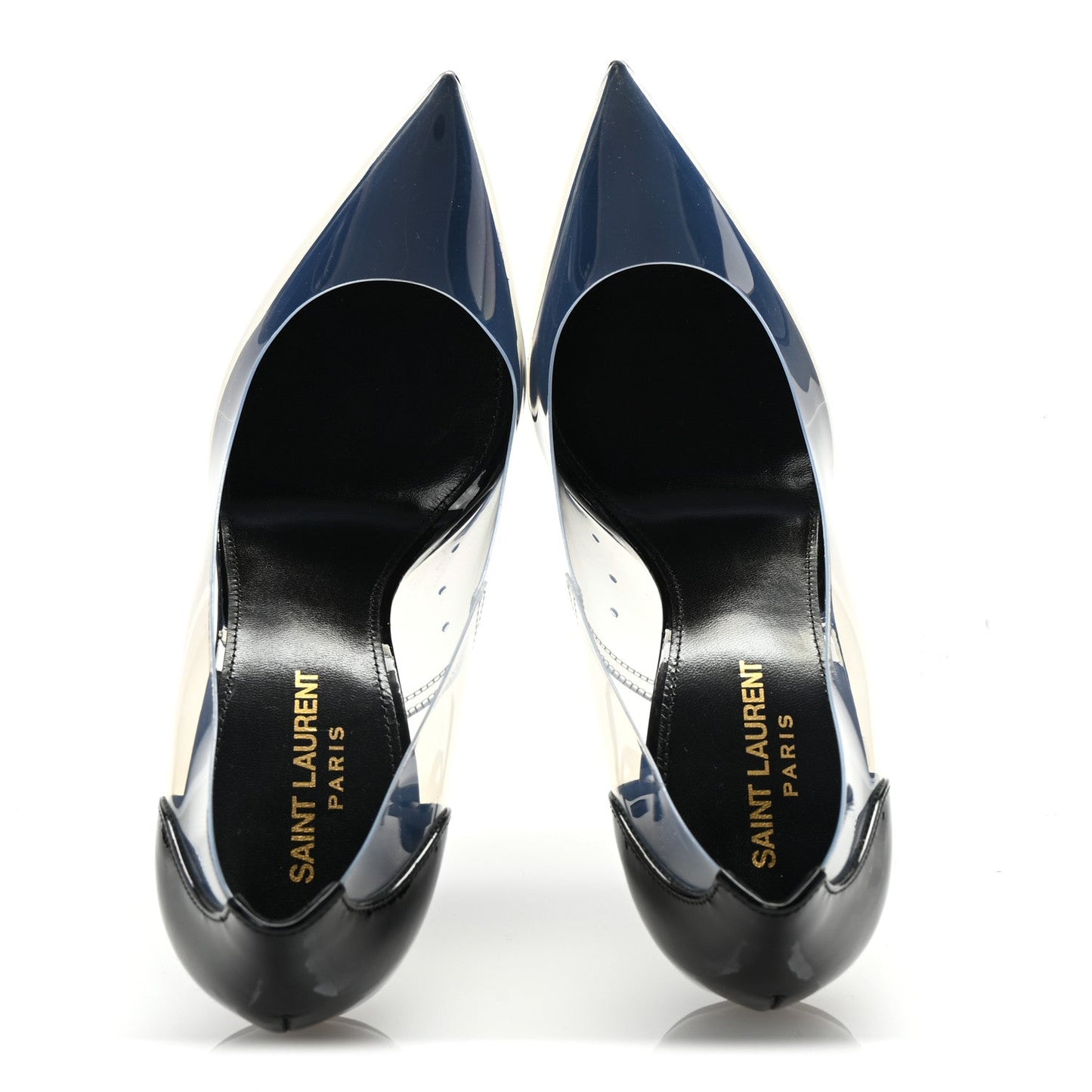 Saint Laurent Patent Calfskin PVC Opyum 110 Pump 39 Black Transparent