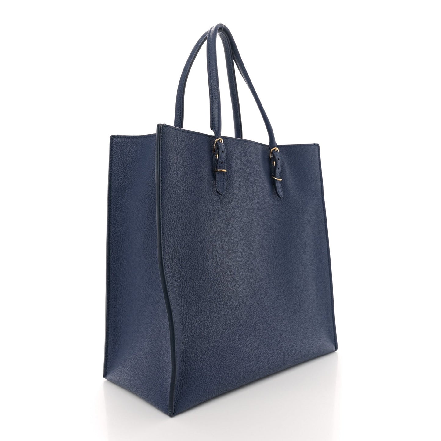 Balenciaga Grained Calfskin Gold Metallic Edge Hardware Papier Small A4 Tote Bleu