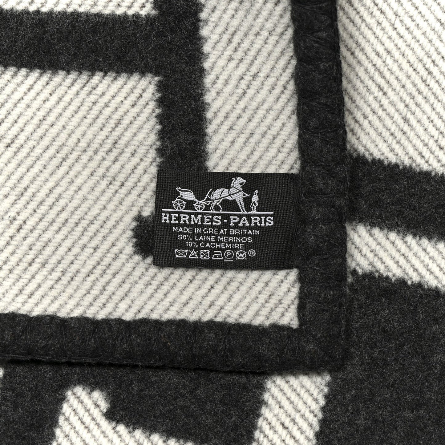 Hermes Wool Cashmere Avalon Blanket Ecru Gris Fonce