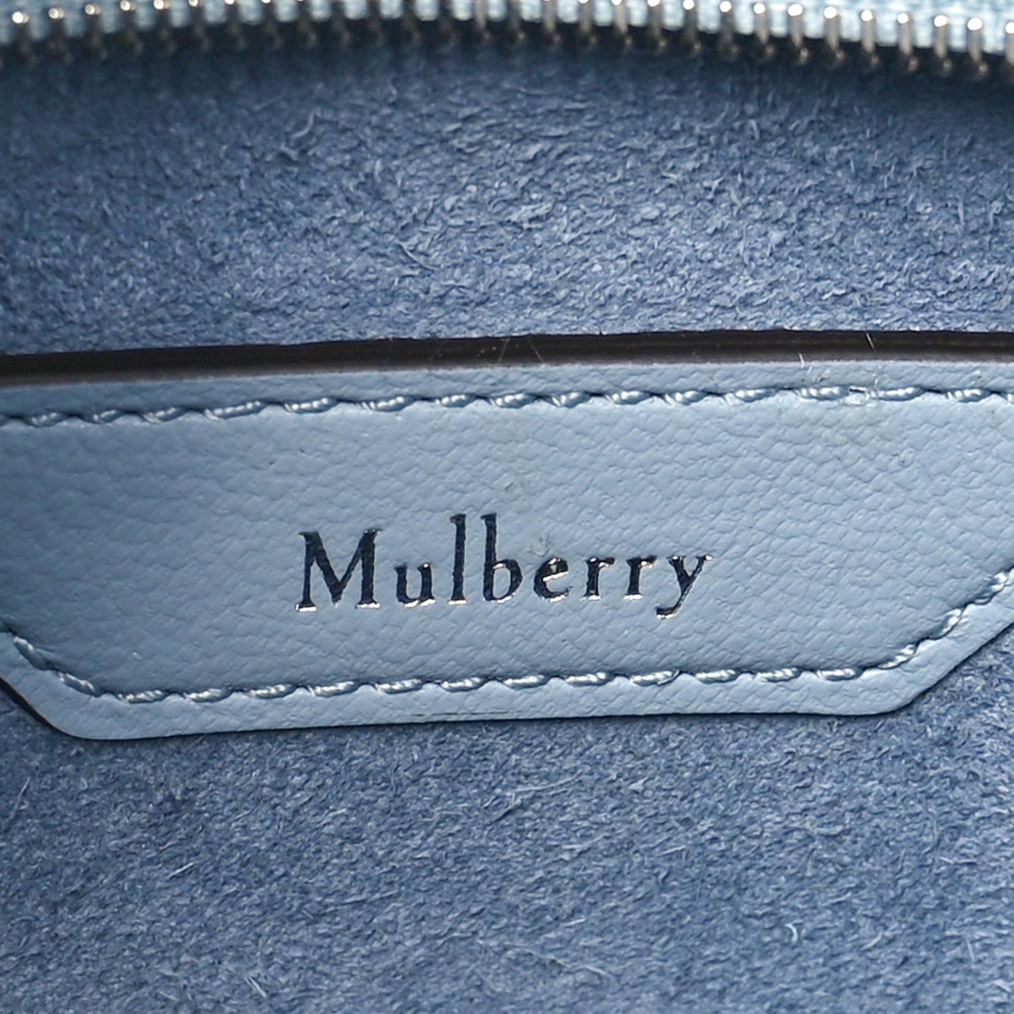Mulberry Micro Classic Grain Mini Zipped Bayswater Poplin Blue