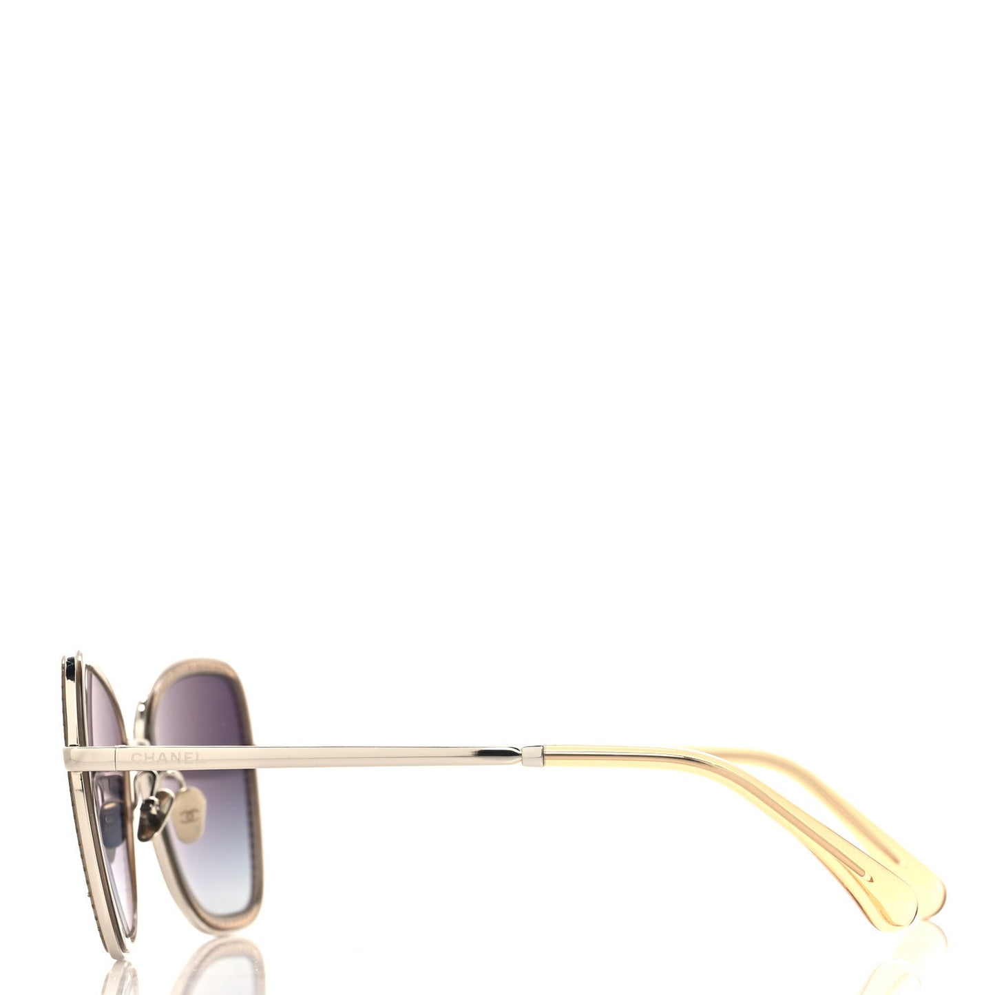 Chanel Square Frame Sequin Sunglasses 4277-B Silver Brown