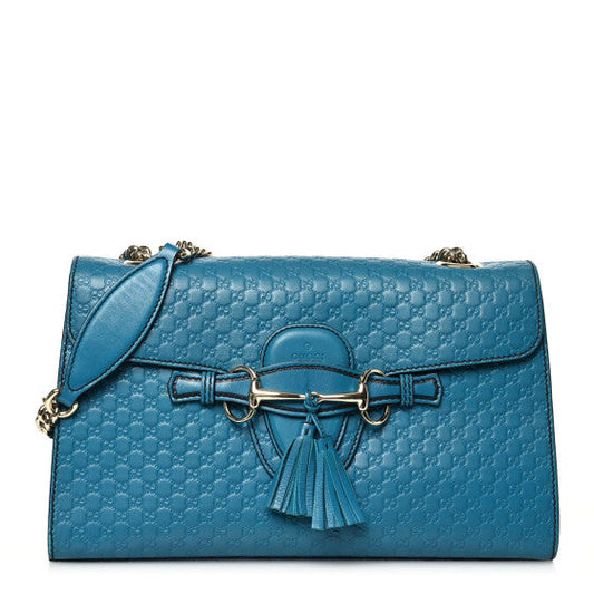 Gucci Soft Microguccissima Medium Emily Chain Shoulder Bag Deep Cobalt