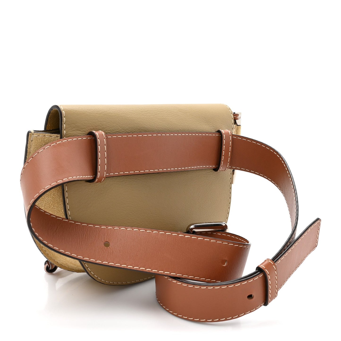 Loewe Calfskin Suede Gate Belt Bag Gold Tan