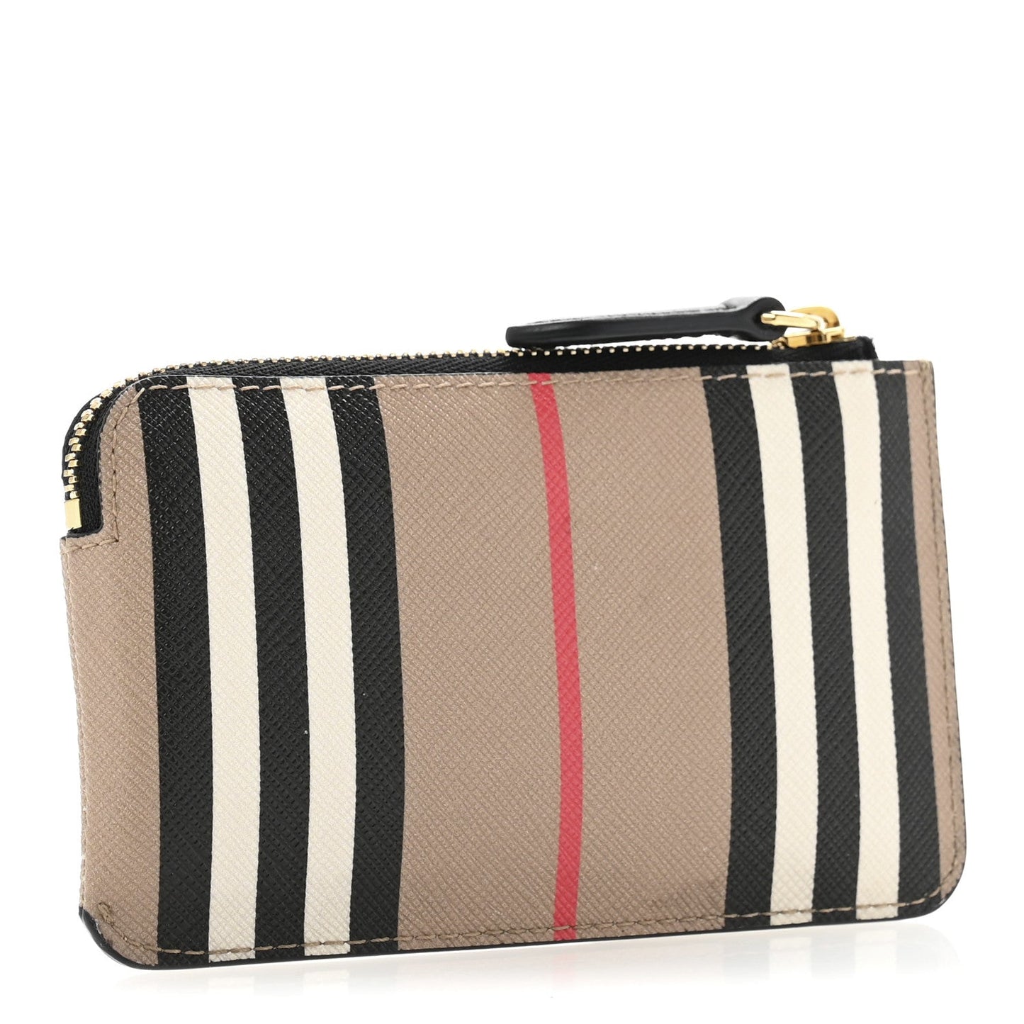 Burberry E-Canvas Calfskin Icon Stripe Zip Coin Case Archive Beige