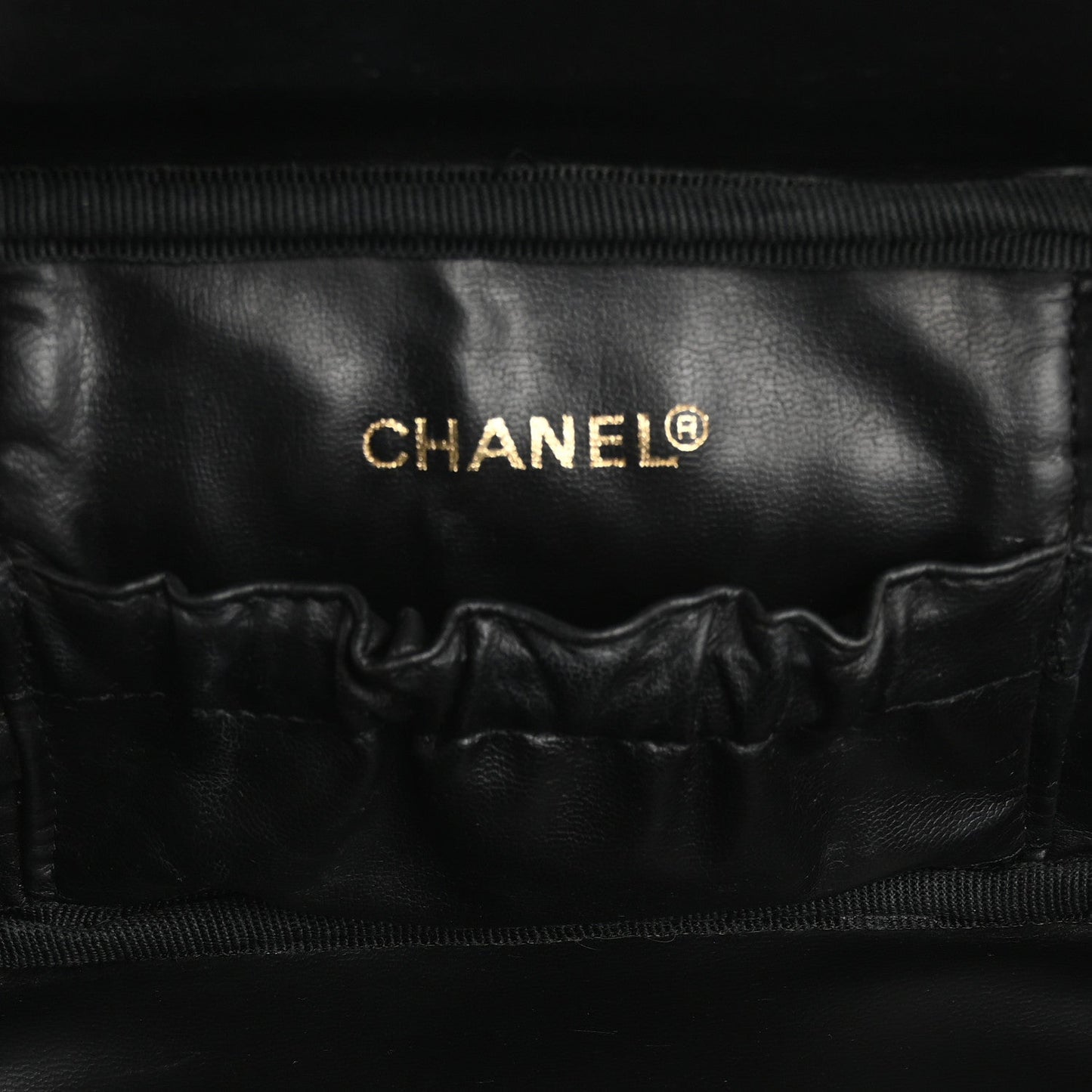 Chanel Lambskin Vanity Cosmetic Case Black