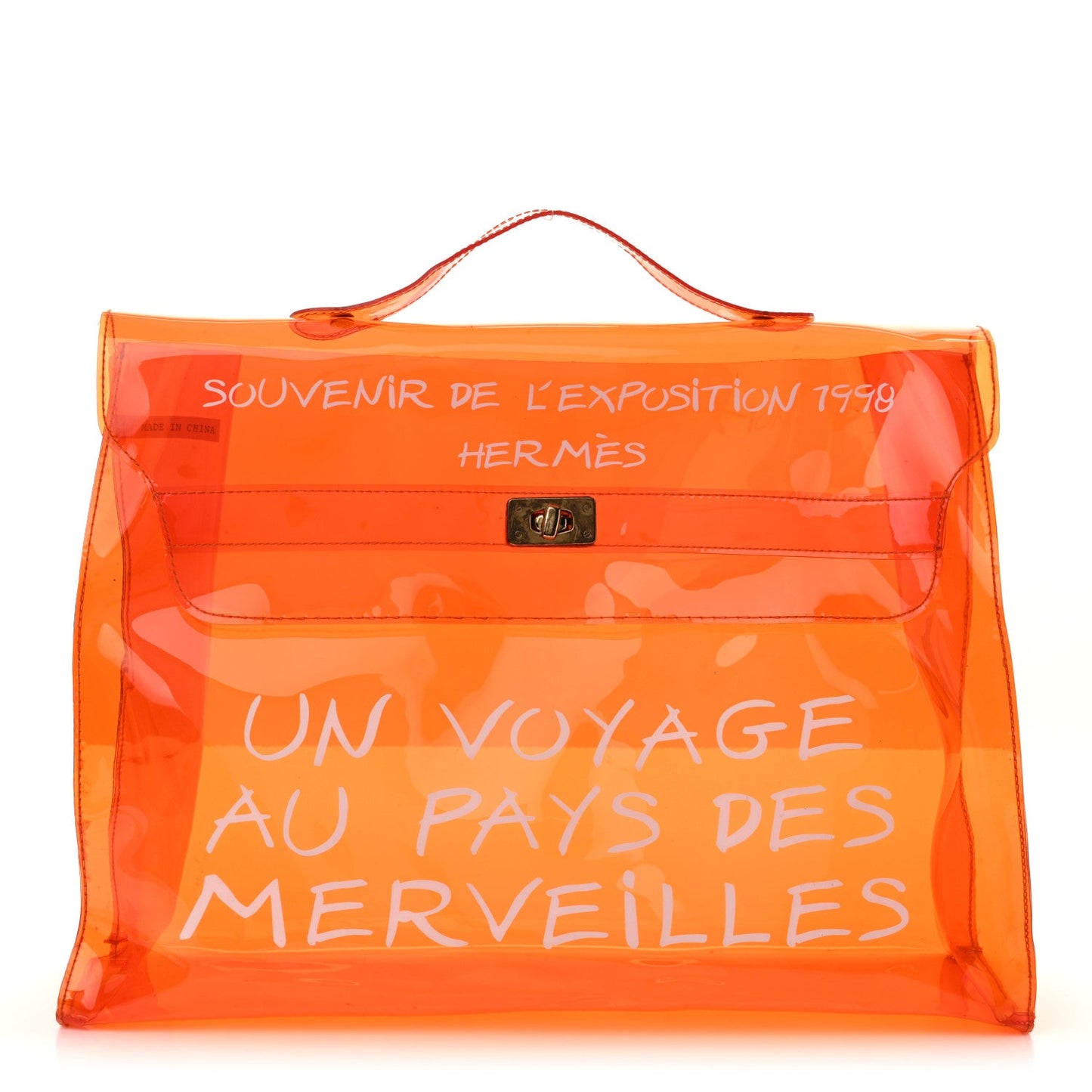 Hermes Vinyl Souvenir De L'Exposition Kelly Orange