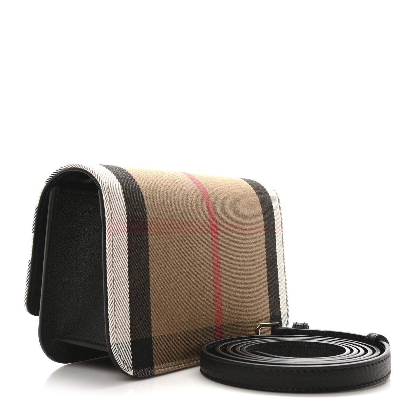 Burberry Grained Calfskin House Check Small Madison Shoulder Bag Black