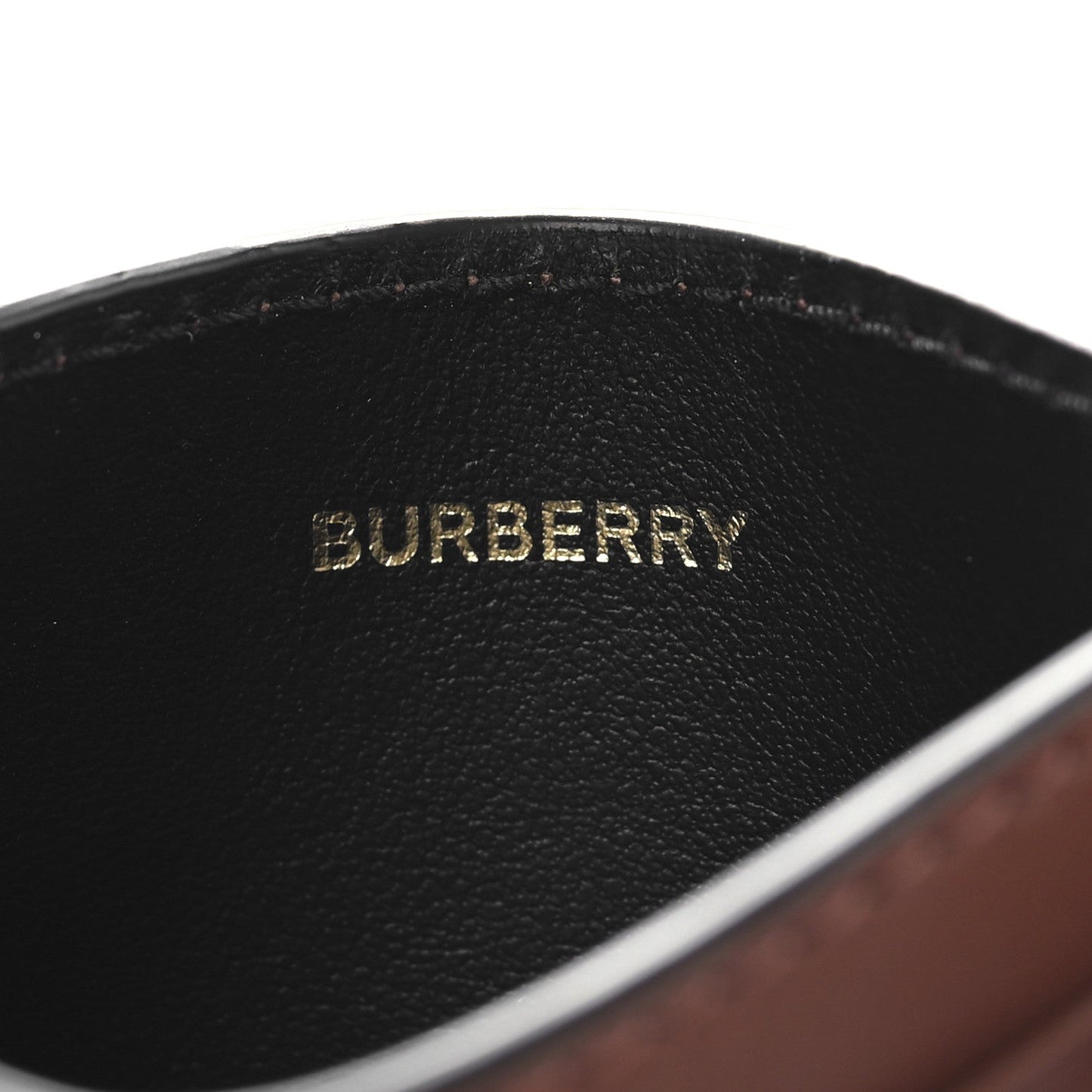 Burberry E-Canvas Calfskin Sandon Check Card Case Dark Birch