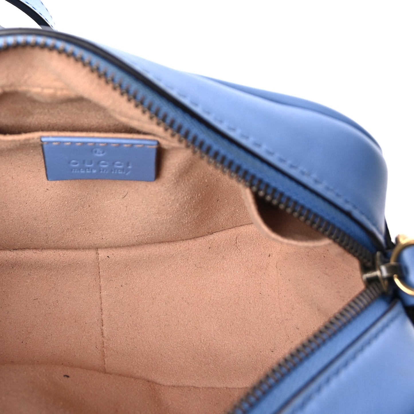 Gucci Calfskin Matelasse Mini GG Marmont Chain Shoulder Bag Clear Sky Blue