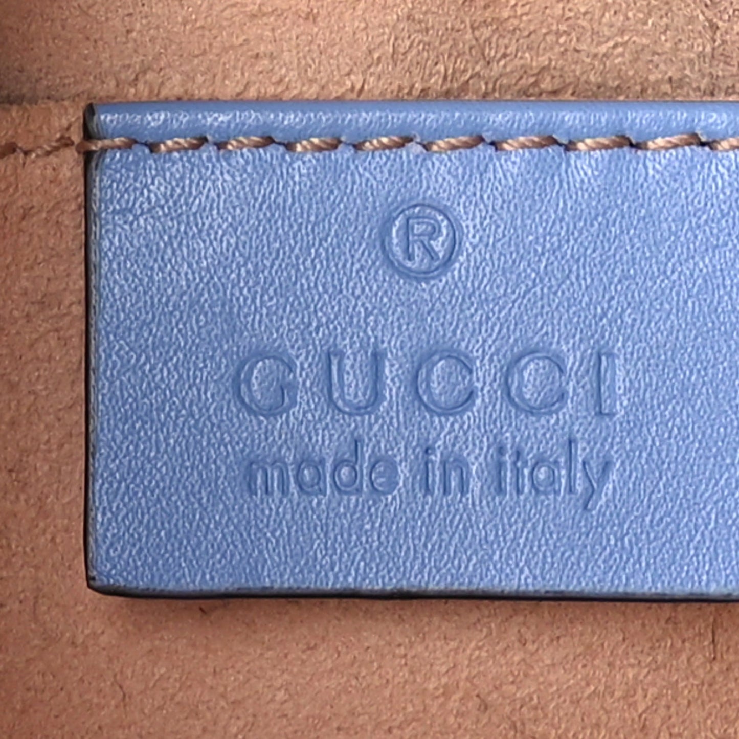 Gucci Calfskin Matelasse Mini GG Marmont Chain Shoulder Bag Clear Sky Blue