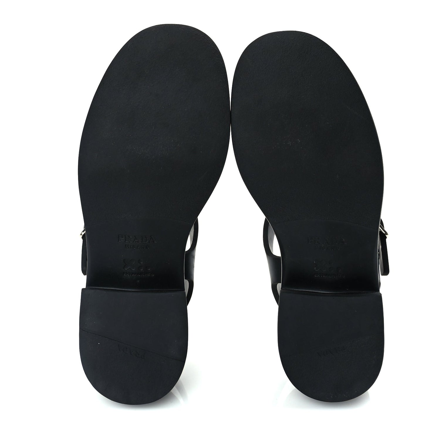 Prada Foam Rubber Metal Triangle Logo 50mm Cage Sandals 38  Black