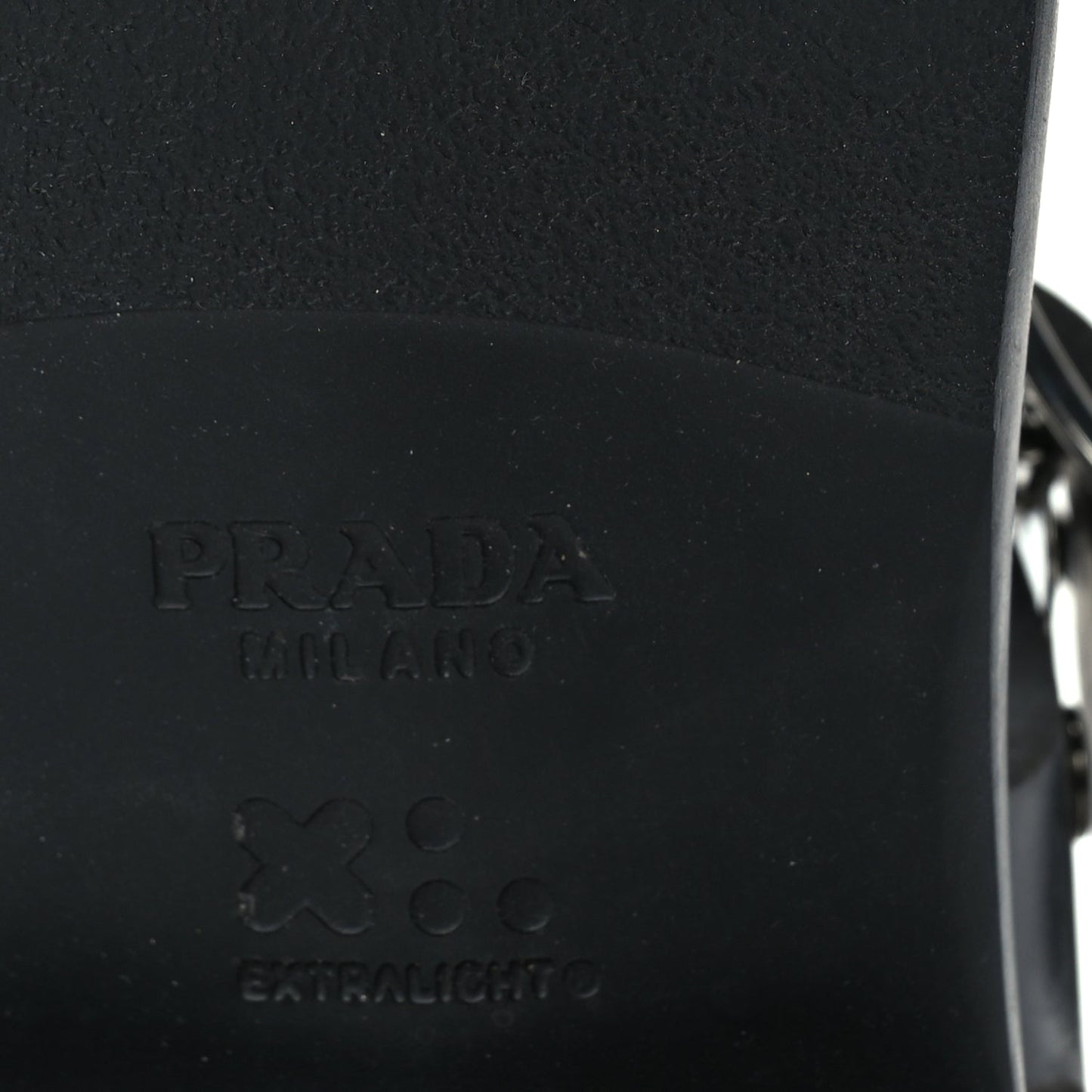 Prada Foam Rubber Metal Triangle Logo 50mm Cage Sandals 38  Black