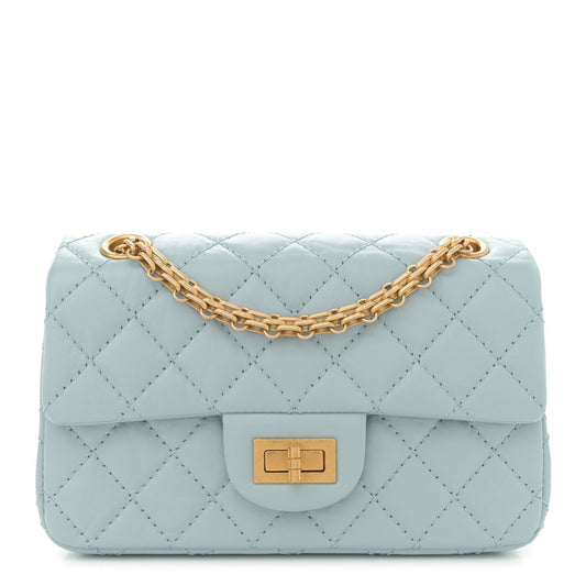 Chanel Aged Calfskin Quilted 2.55 Reissue Mini Flap Light Blue