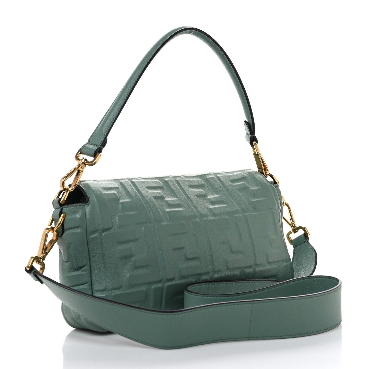 Fendi Nappa FF 1974 Embossed Baguette Menta