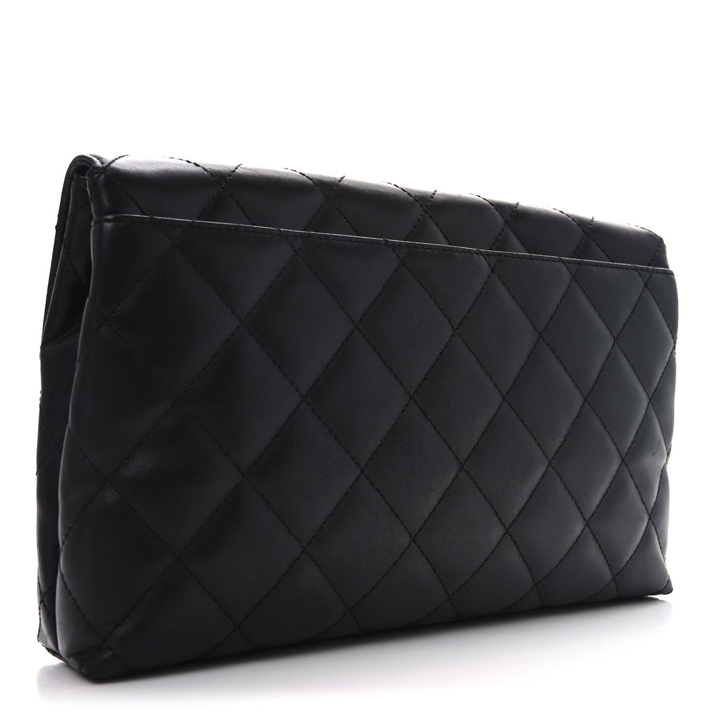 Chanel Lambskin Quilted Clutch Black