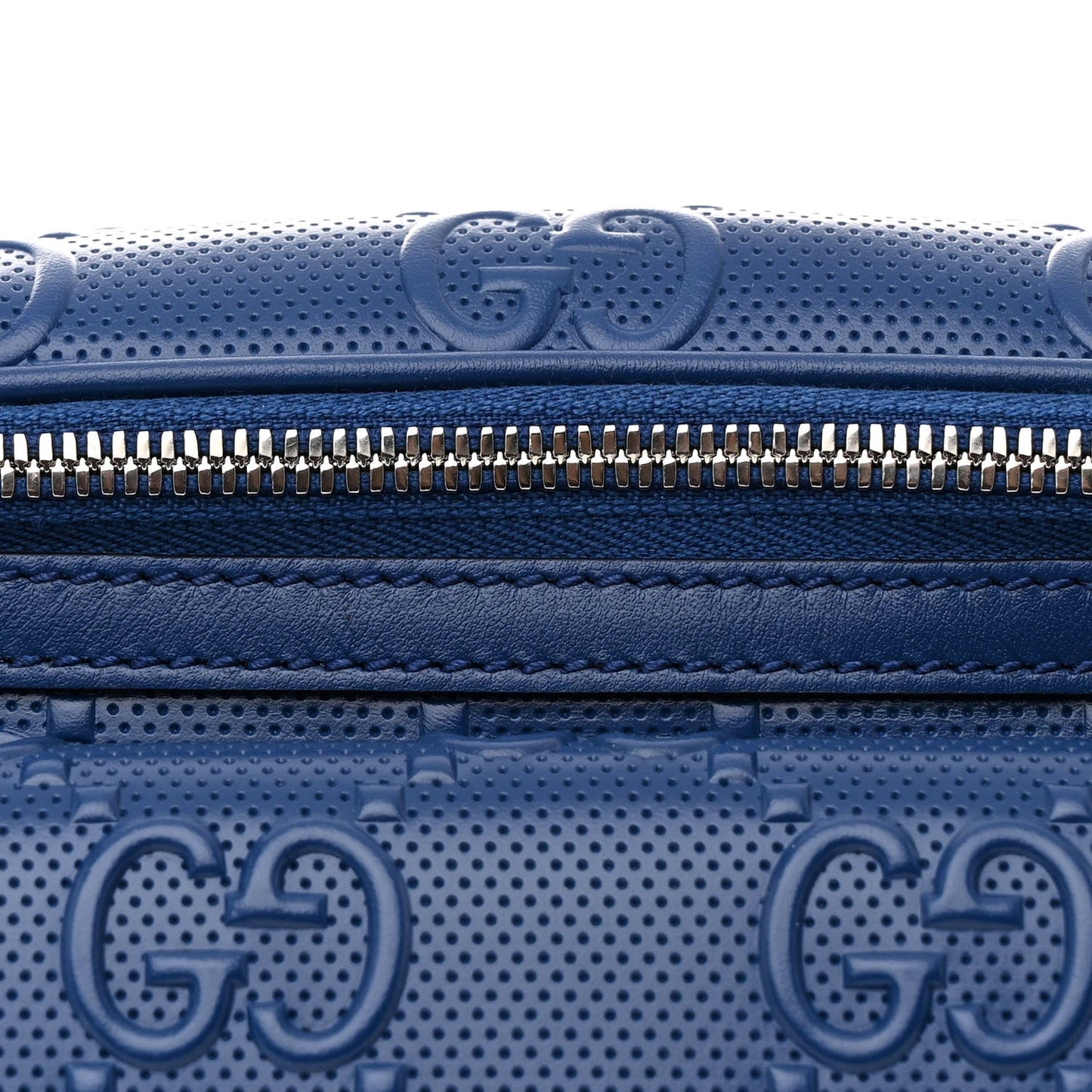 Gucci Calfskin GG Tennis Embossed Pocket Belt Bag Metal Blue