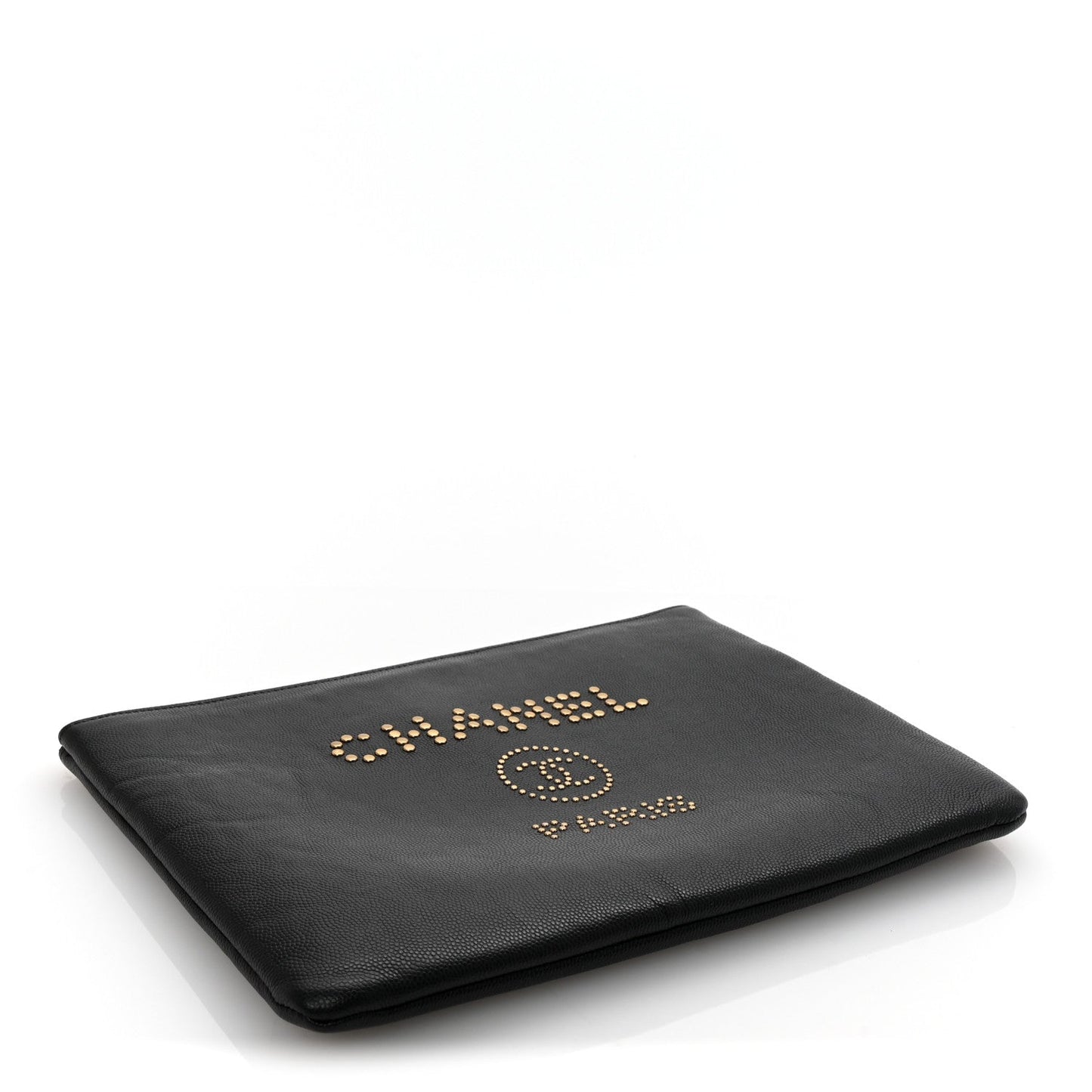 Chanel Caviar Studded Medium Deauville Pouch Black