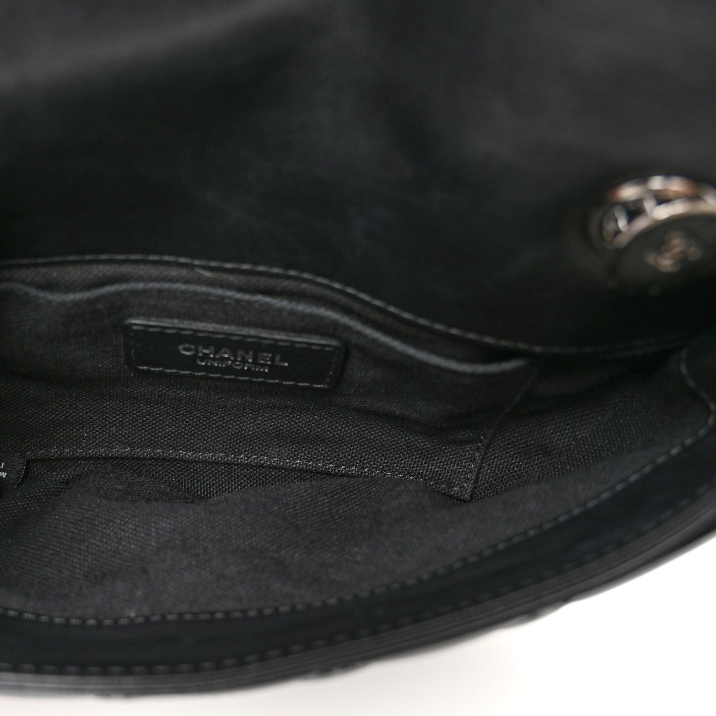 Chanel Calfskin Quilted CC Uniform Flap Belt Bag Black
