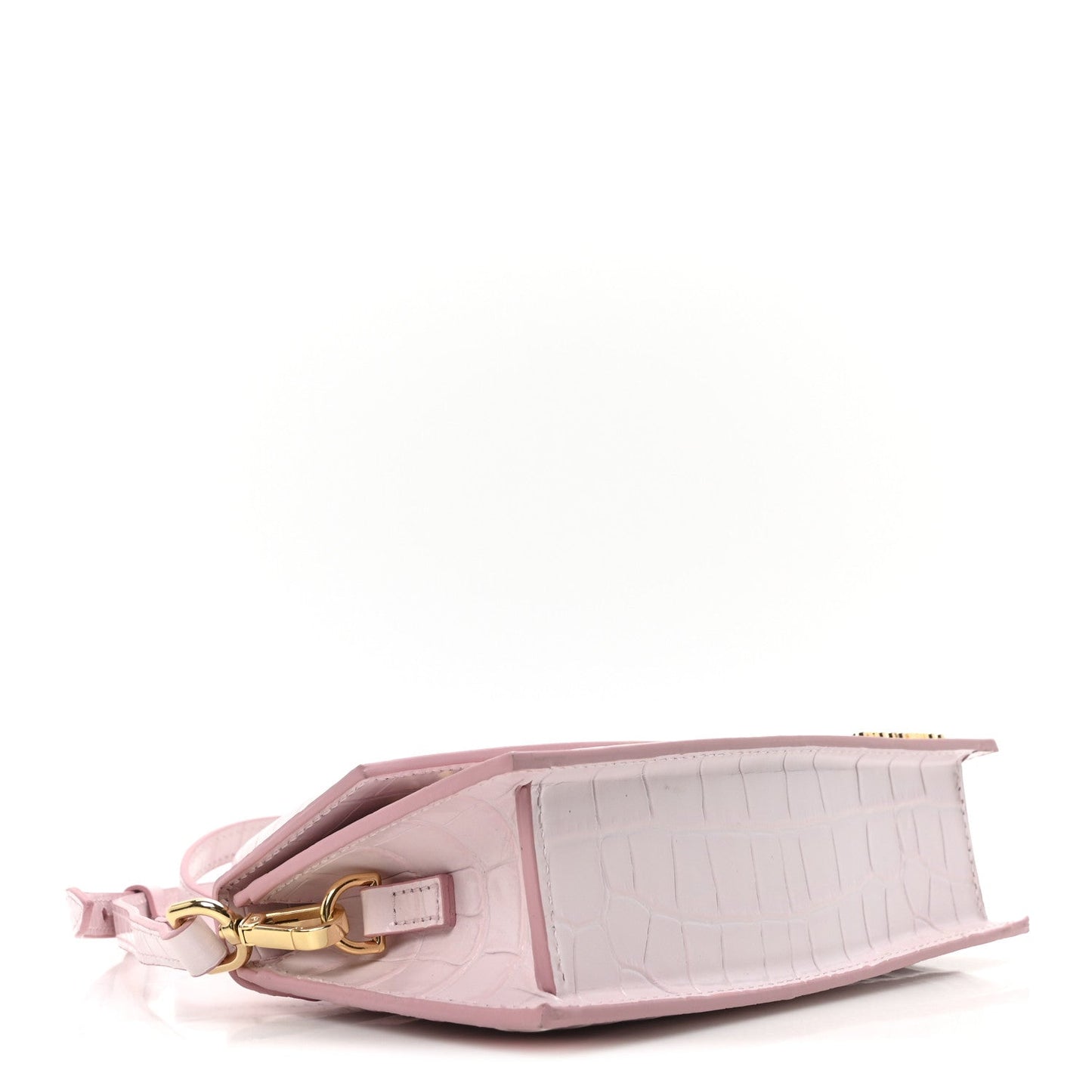 Jacquemus Calfskin Crocodile Embossed Le Chiquito Long Pale Pink