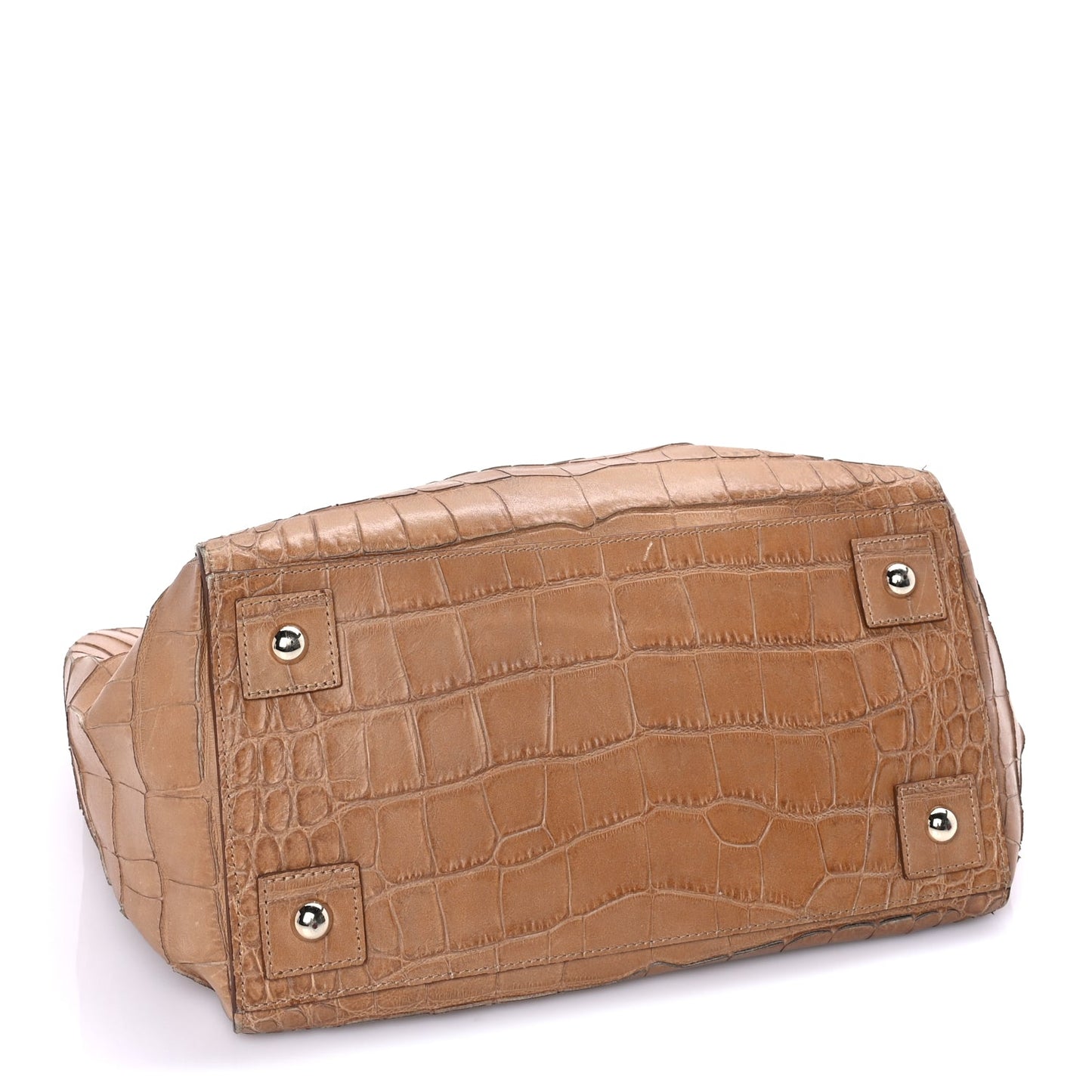 Mulberry Crocodile Embossed Calfskin Cecily Tote Biscuit Brown